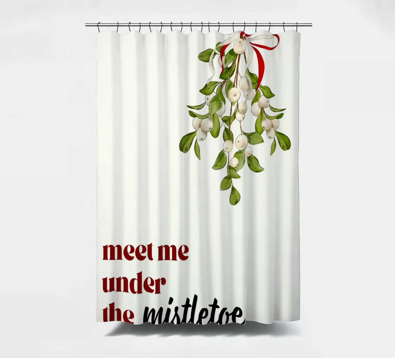 Triff mich unterm Mistelzweig: Romantische Weihnachten Kunstdruck Duschvorhang von ClubArt