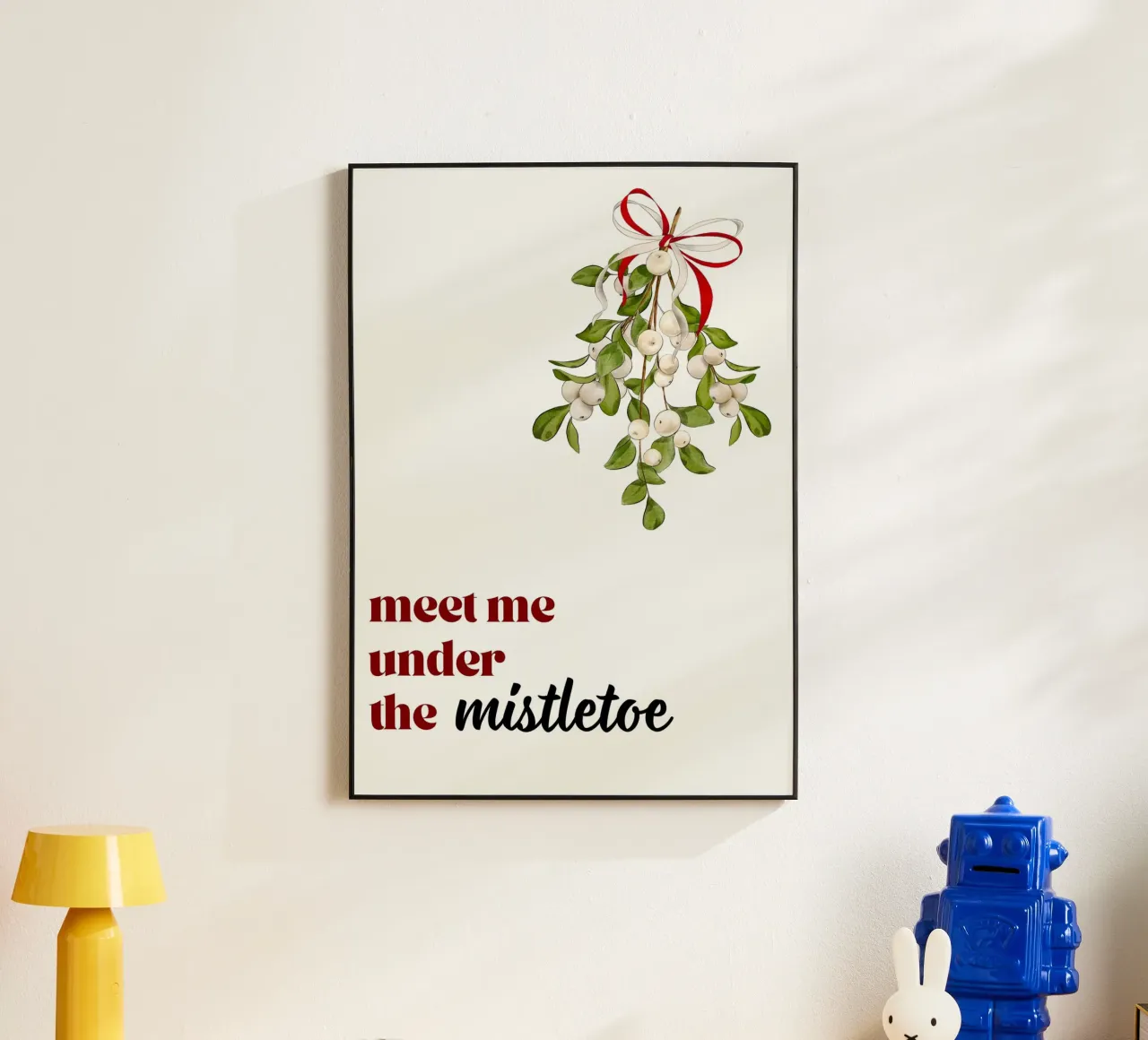Triff mich unterm Mistelzweig: Romantische Weihnachten Kunstdruck Alu-Dibond von ClubArt
