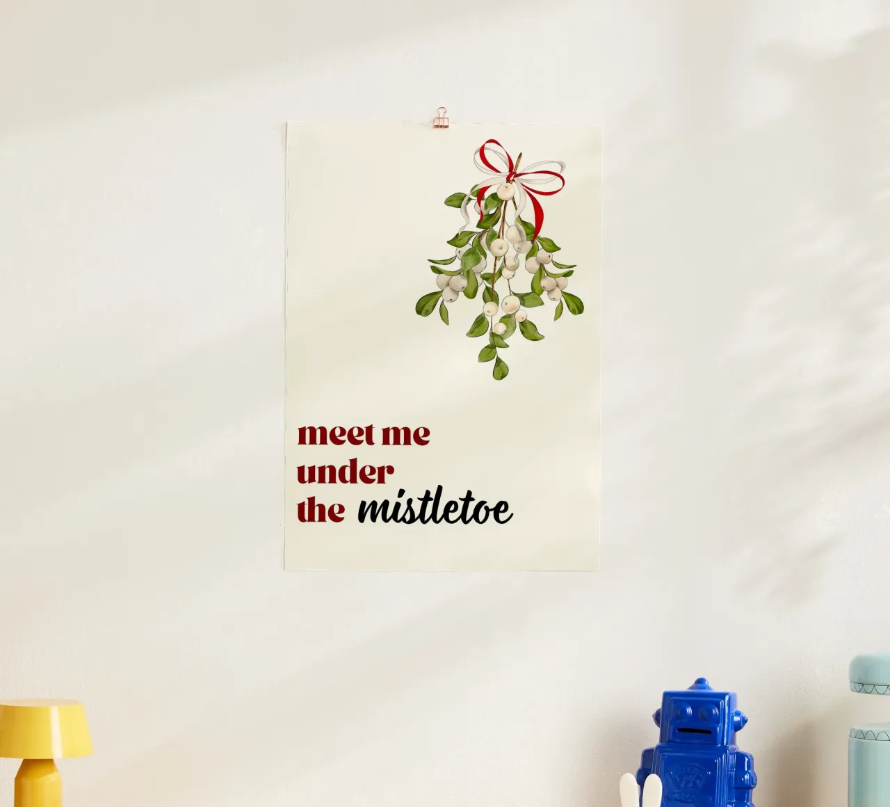 Triff mich unterm Mistelzweig: Romantische Weihnachten Kunstdruck Hahnemühle von ClubArt