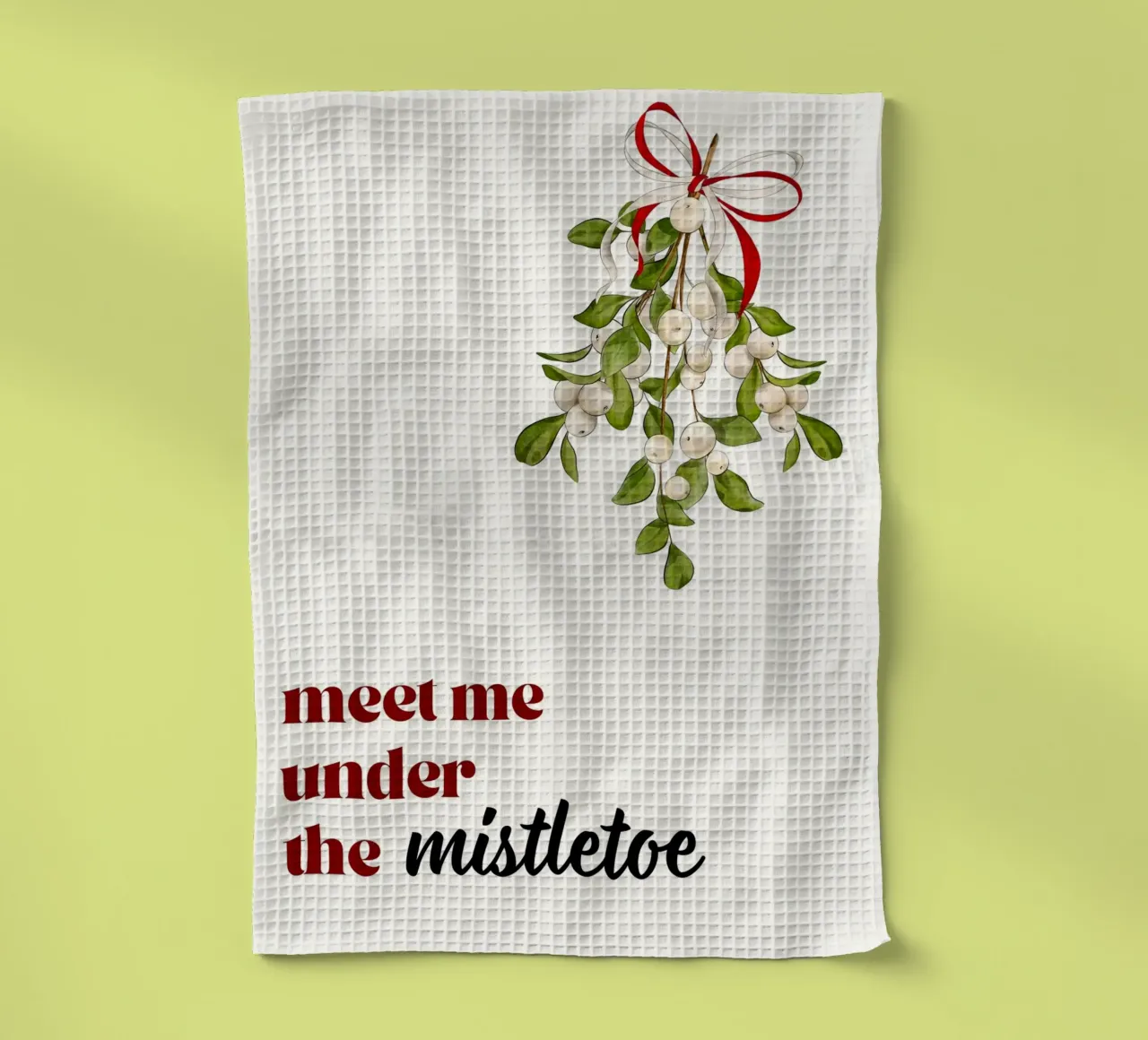 Triff mich unterm Mistelzweig: Romantische Weihnachten Kunstdruck Geschirrtuch von ClubArt