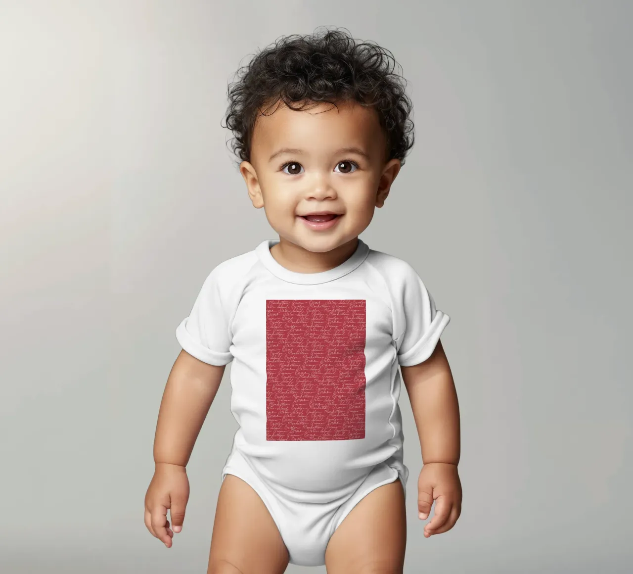 NYC Boroughs Script: Manhattan, Brooklyn Pattern Print short-sleeve baby romper by ClubArt