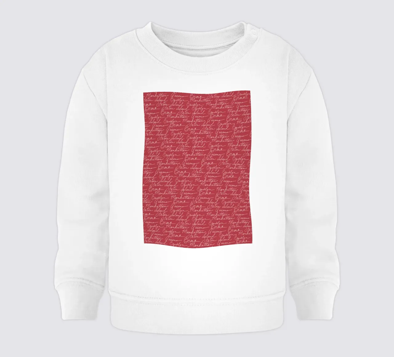 NYC Boroughs Script: Manhattan, Brooklyn Pattern Print baby sweatshirt by ClubArt