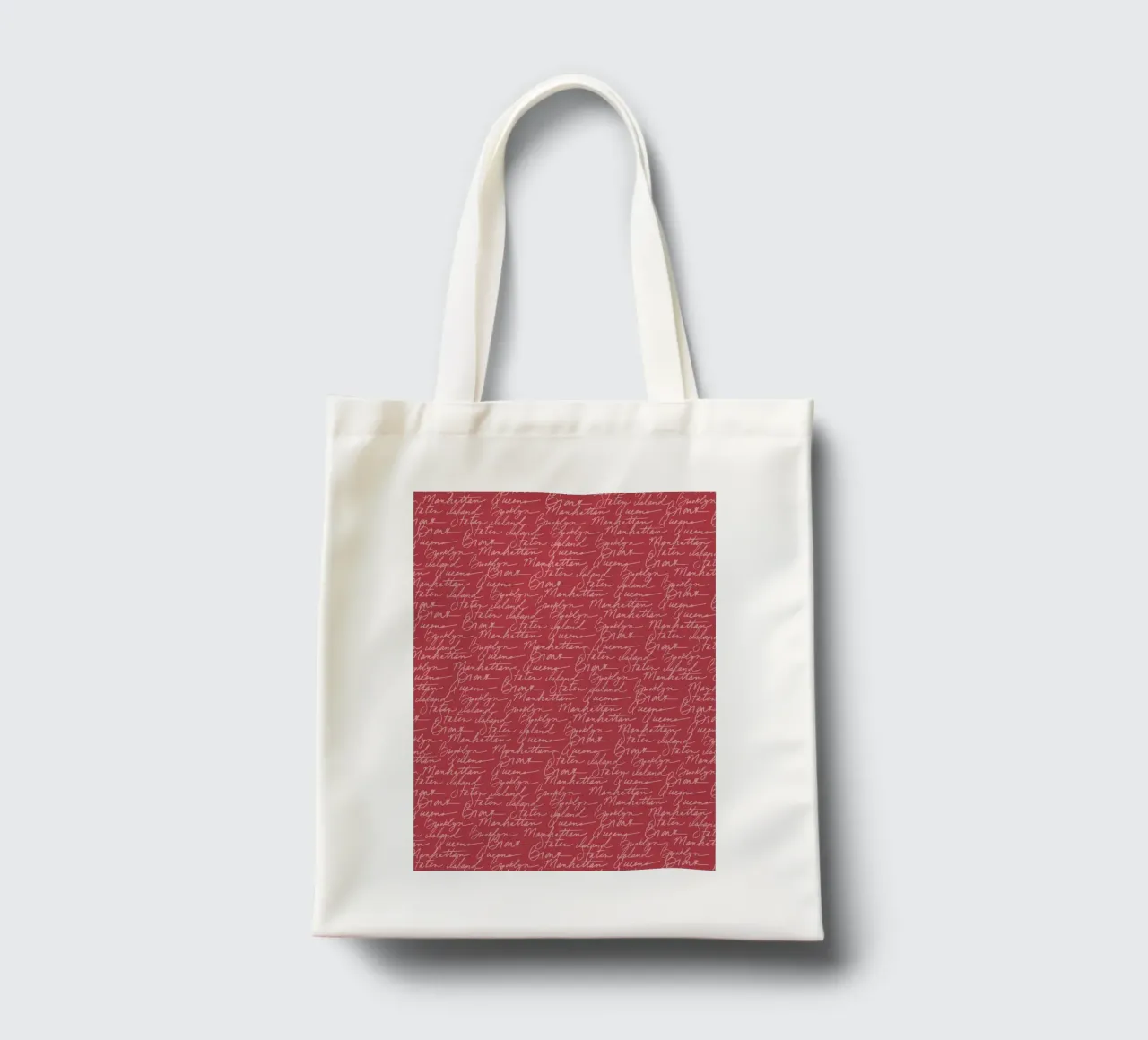 NYC Boroughs Script: Manhattan, Brooklyn Pattern Print tote bag by ClubArt