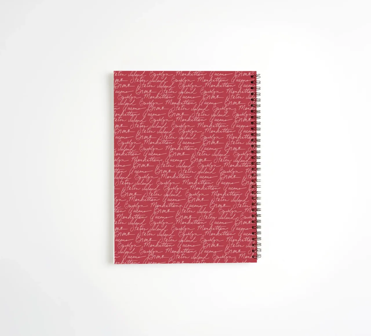 NYC Boroughs Script: Manhattan, Brooklyn Pattern Print spiral notebook by ClubArt