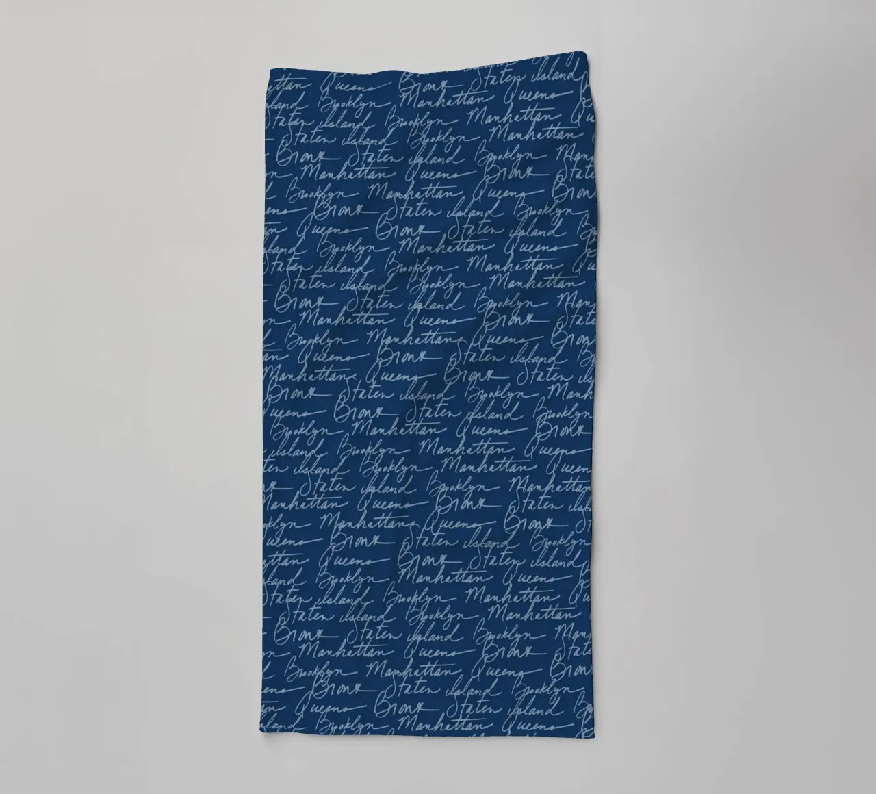 NYC Boroughs Script: Blue Manhattan, Brooklyn Pattern towel by ClubArt