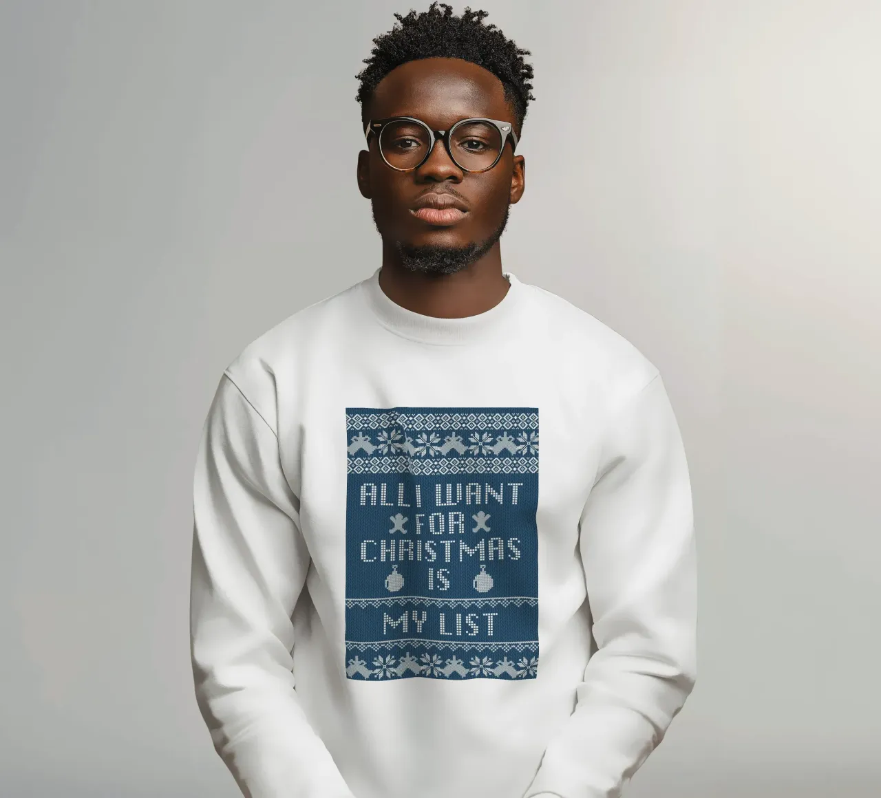 "Arte natalizia con maglione brutto "All I Want Is My List felpa da ClubArt