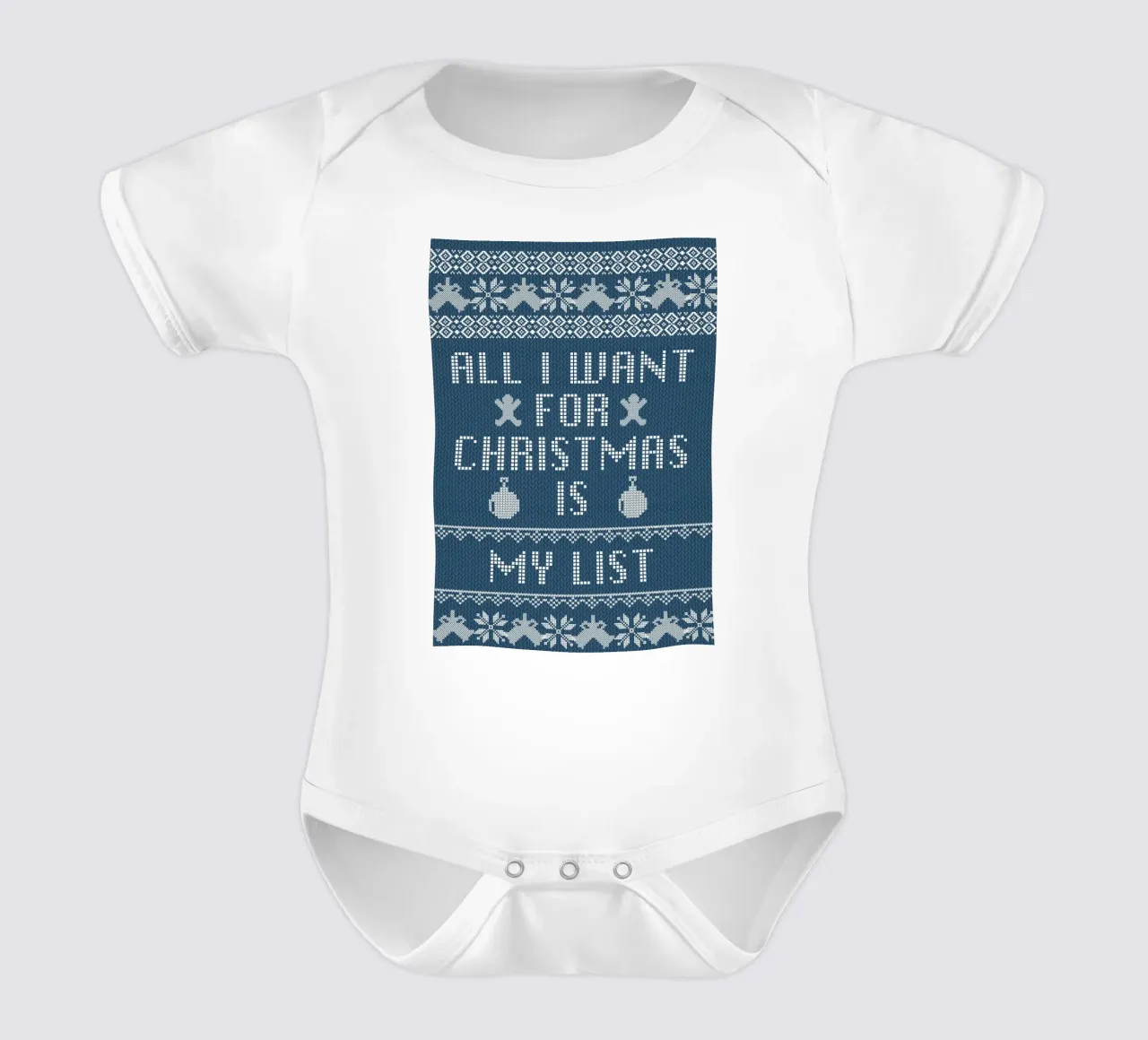 Art de Noël "All I Want Is My List" (Tout ce que je veux, c'est ma liste) body bébé de ClubArt
