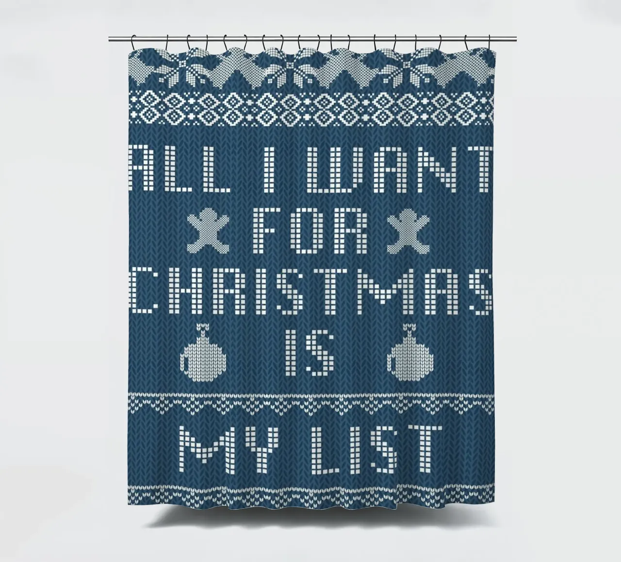 Art de Noël "All I Want Is My List" (Tout ce que je veux, c'est ma liste) rideau de douche de ClubArt