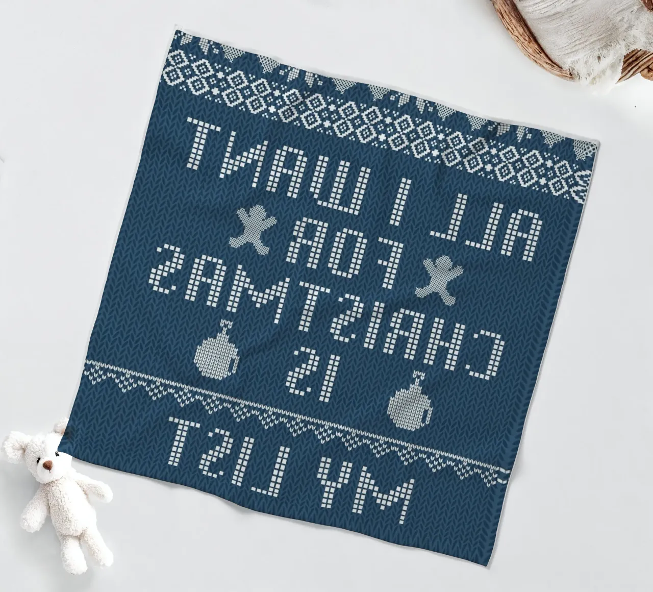 "Arte natalizia con maglione brutto "All I Want Is My List coperta in pile da ClubArt