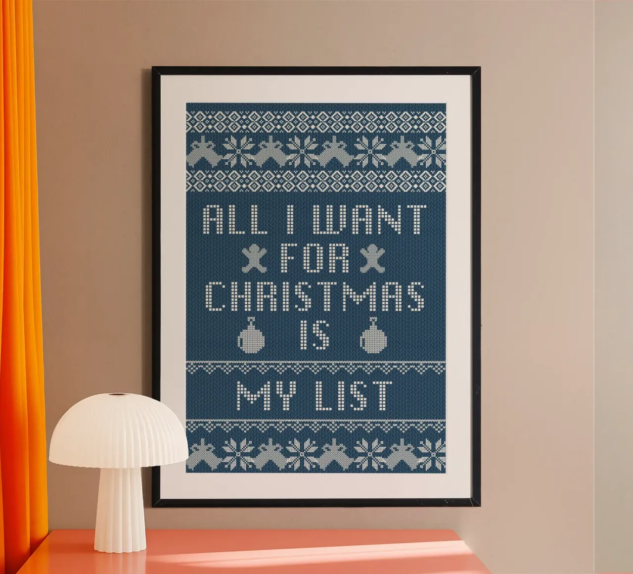 "Arte natalizia con maglione brutto "All I Want Is My List poster da ClubArt