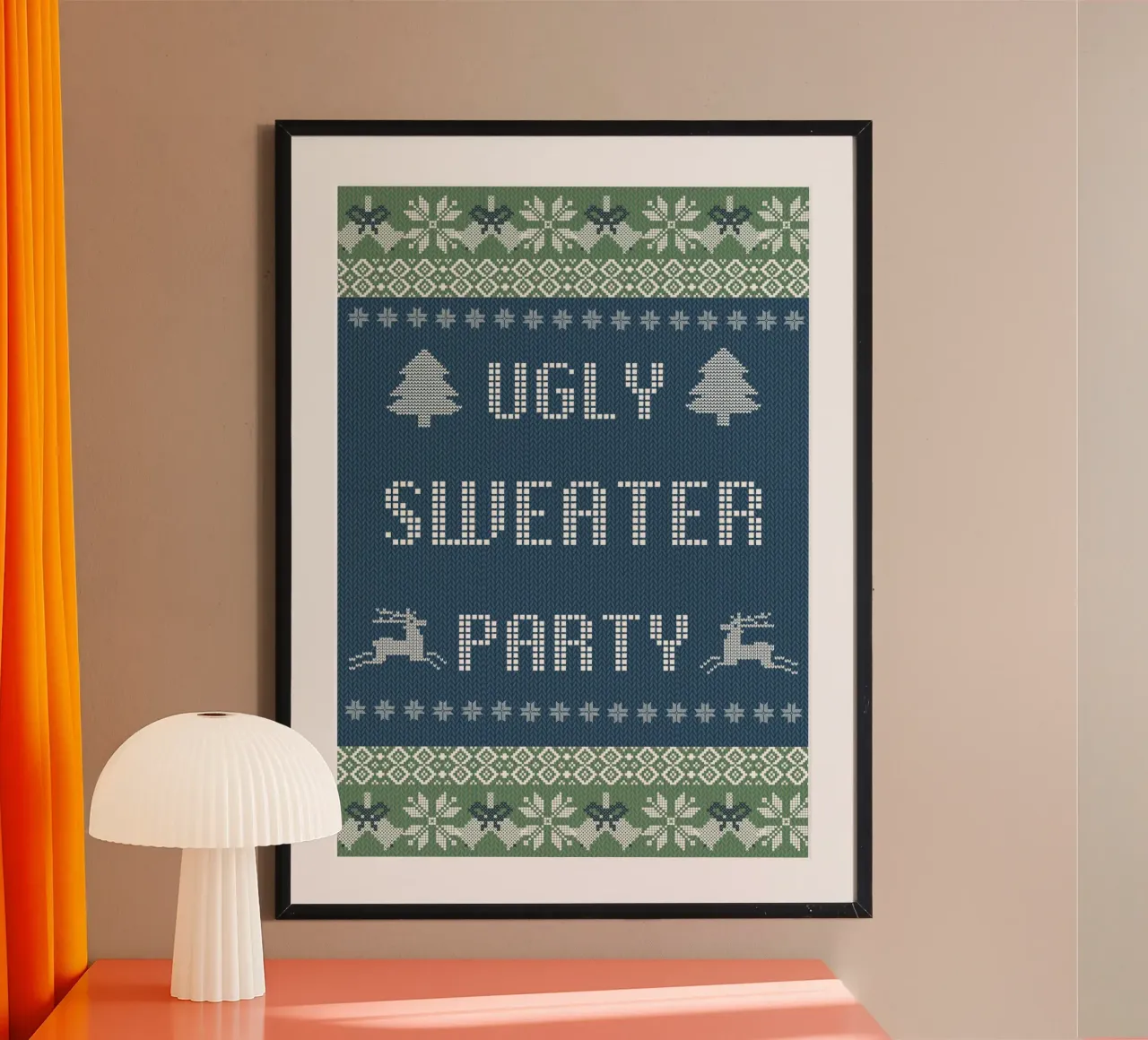 Ugly Sweater Party: Manifesto dell'evento natalizio a maglia poster con telaio in plastica da ClubArt