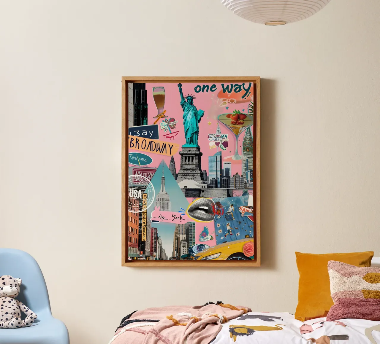 NYC Pop Art Collage: New York Stedelijke Esthetiek Print canvas met Baklijst van ClubArt