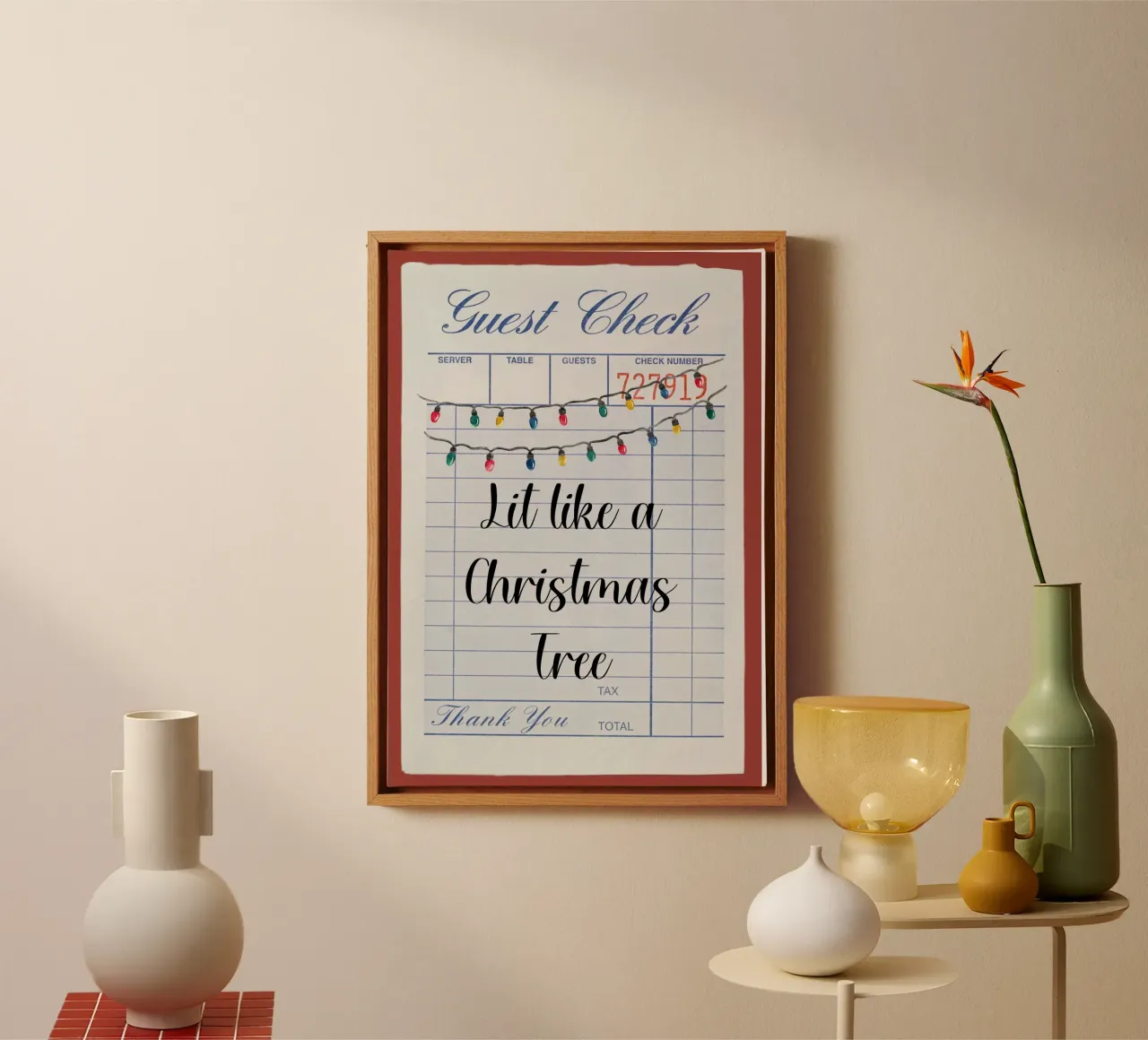 "Lit Like a Christmas Tree" Funny Holiday Art Print canvas with Floater frame by ClubArt