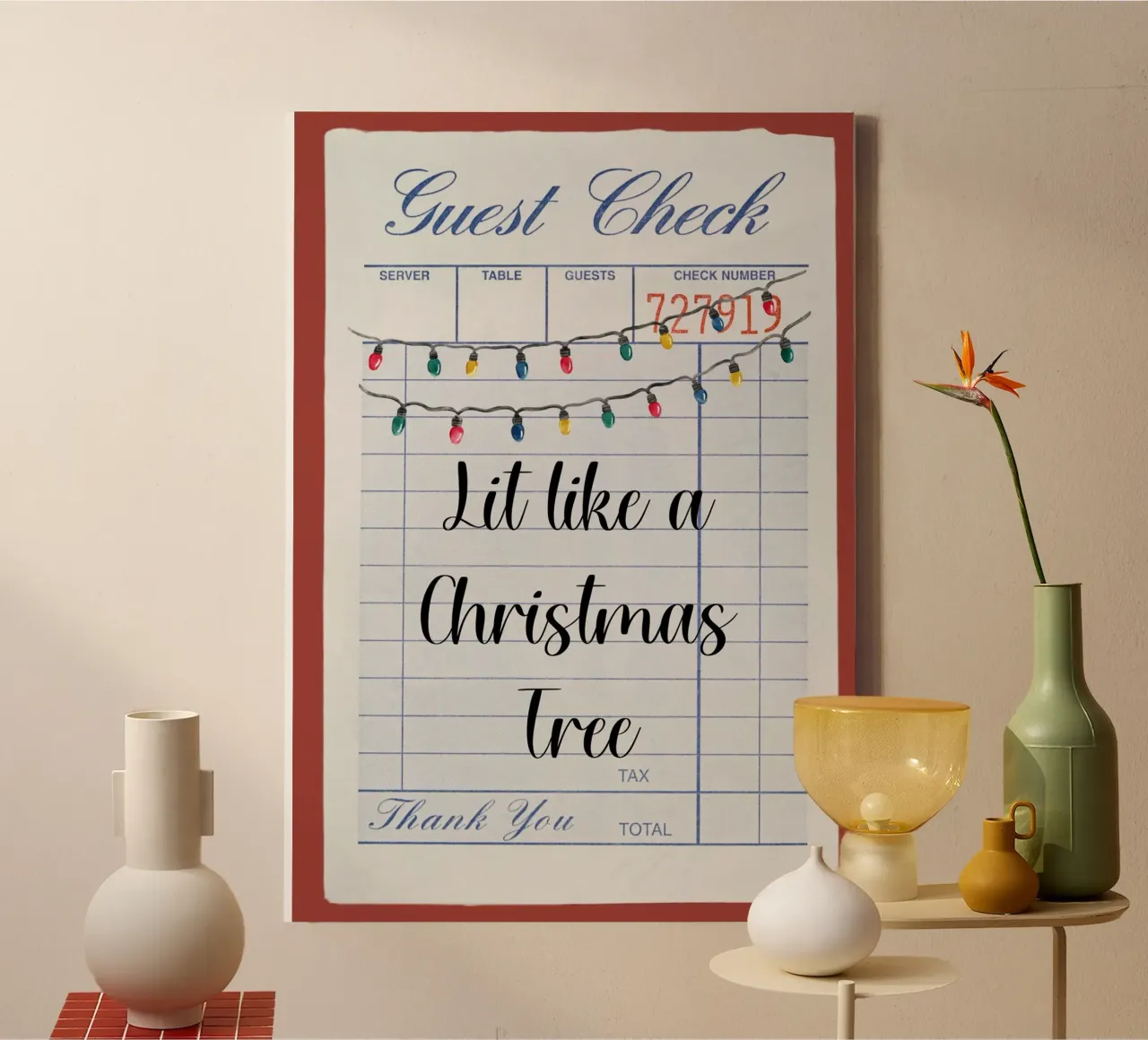 "Lit Like a Christmas Tree" Funny Holiday Art Print canvas with Floater frame by ClubArt