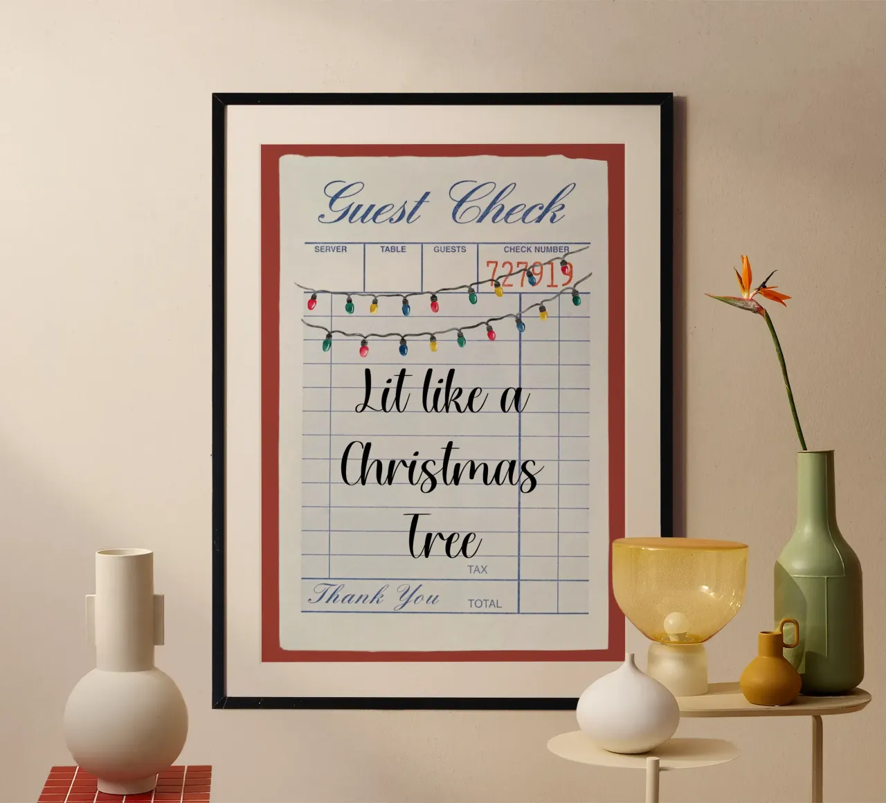 Impression d'art de Noël amusante "Allumé comme un sapin de Noël". poster de ClubArt