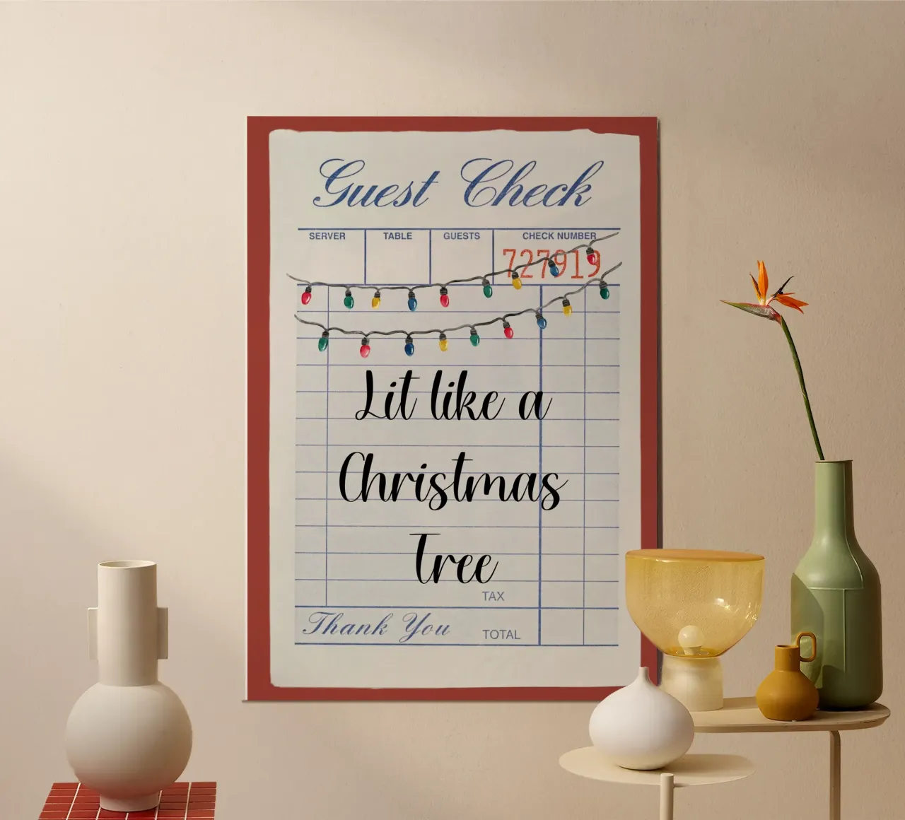 Impression d'art de Noël amusante "Allumé comme un sapin de Noël". poster de ClubArt