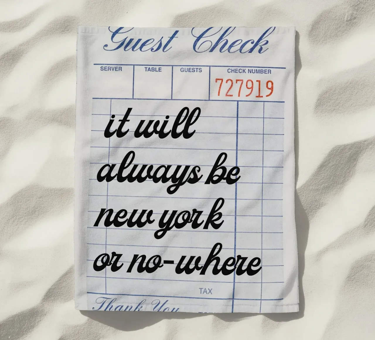 New York or No-Where: Iconic NYC Quote Art Print beach towel by ClubArt