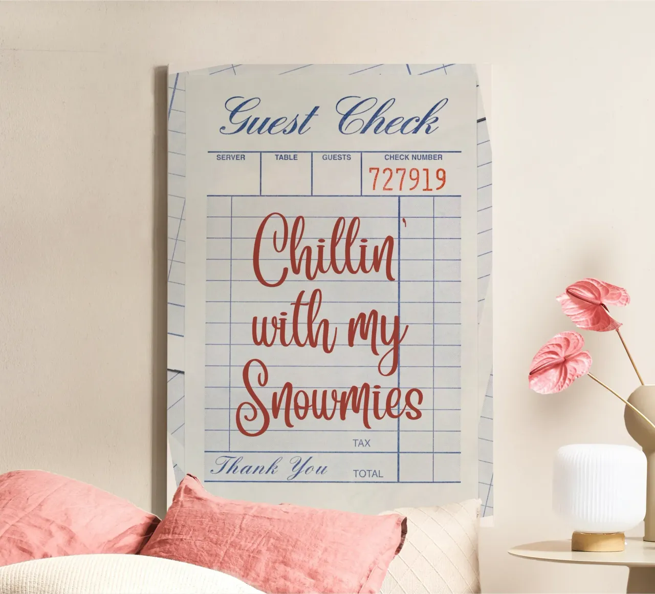 "Chillin' with My Snowmies": Funny Christmas Art Print canvas with Floater frame by ClubArt