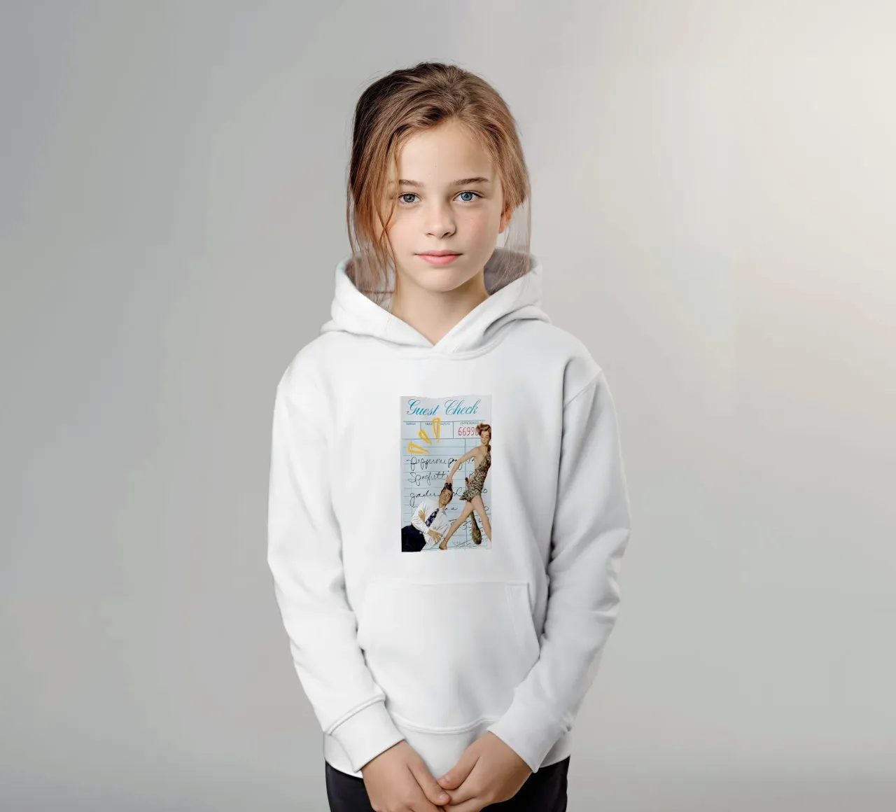 Arte pop: Leopard Pin-up Pulls Man on Guest Check sudadera con capucha para niño de ClubArt