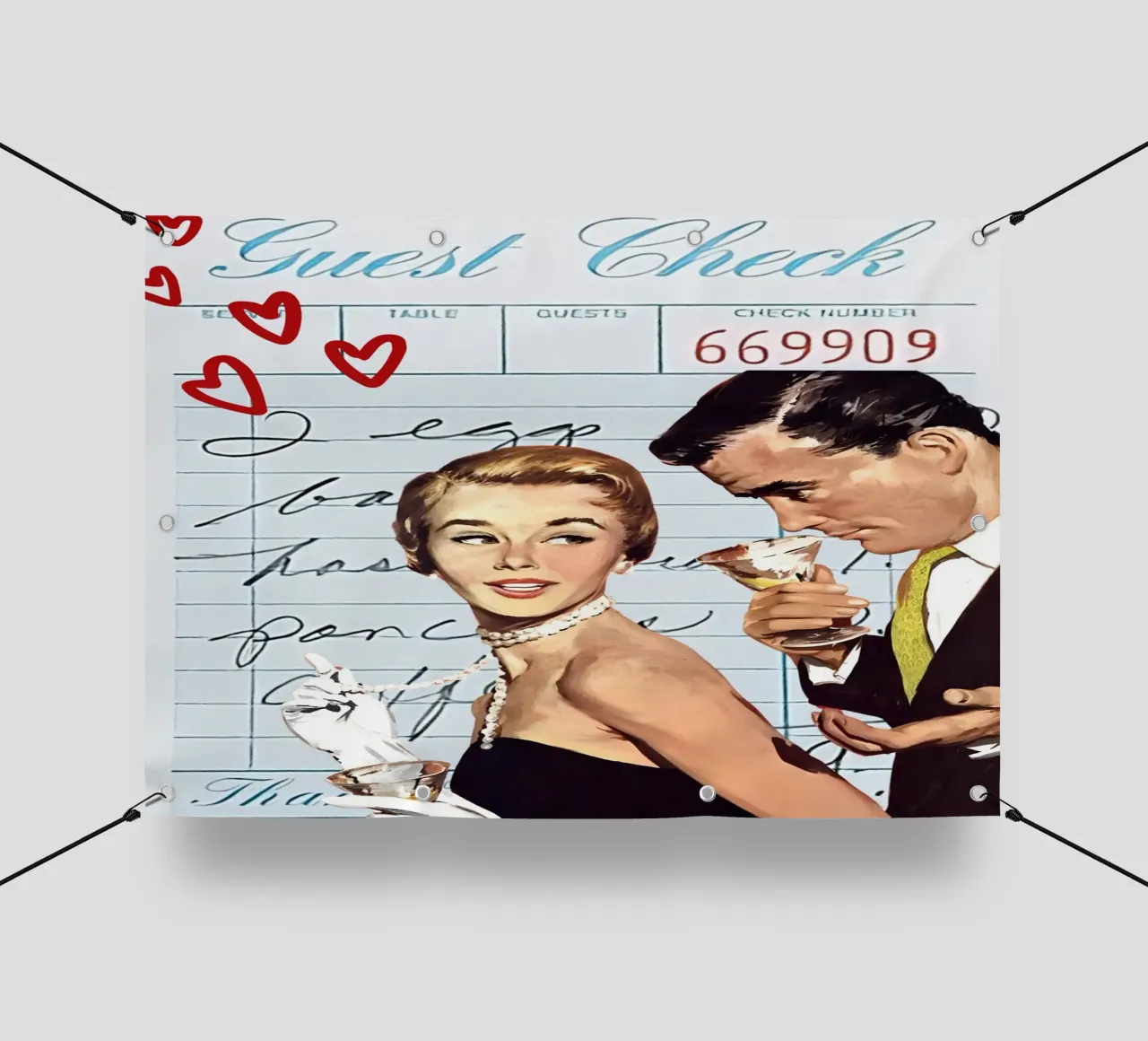 Pop Art: Coppia di metà secolo, Cocktail & Amore telo in pvc da ClubArt