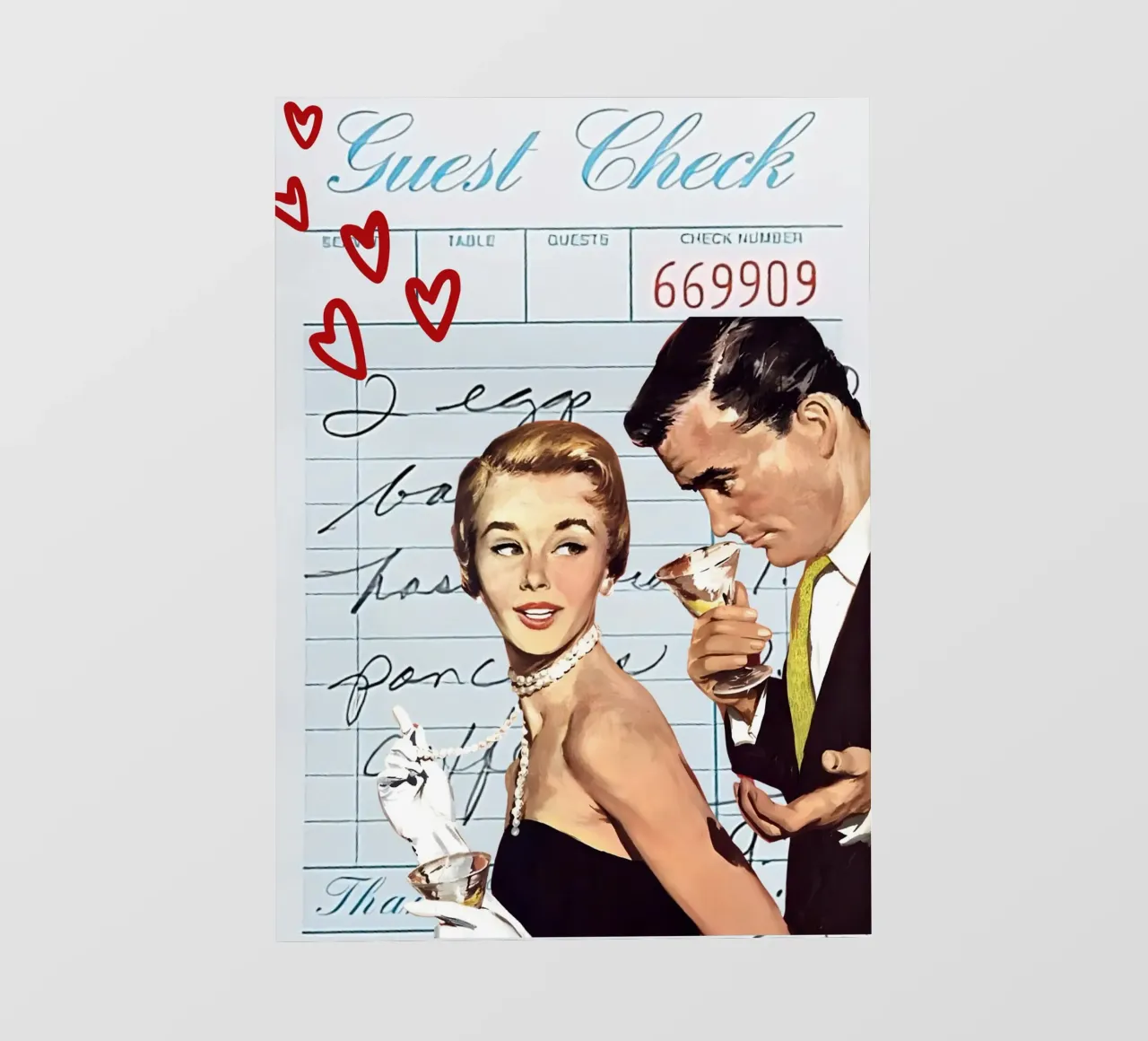 Pop Art: Coppia di metà secolo, Cocktail & Amore telo in pvc da ClubArt