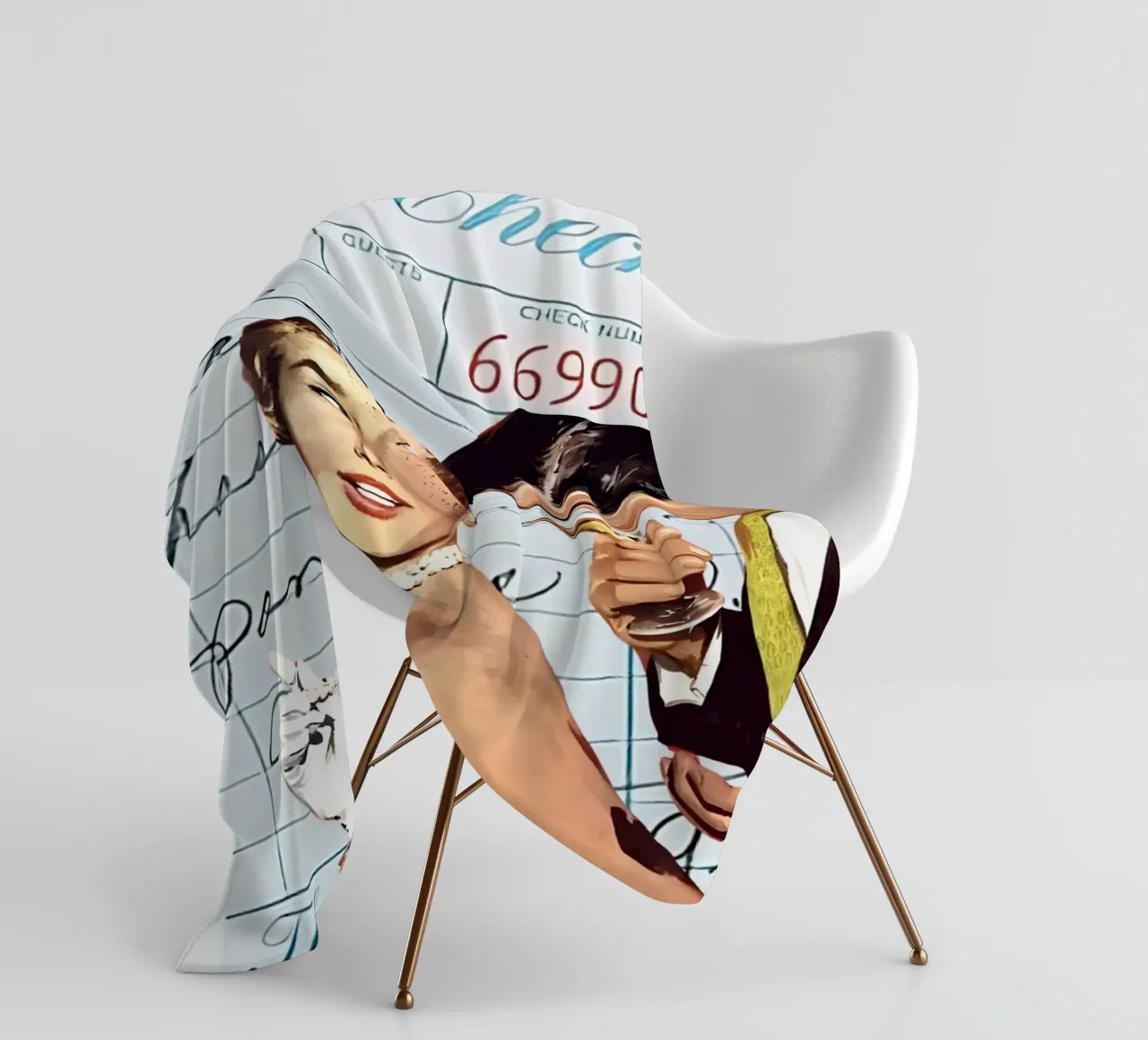Pop Art: Coppia di metà secolo, Cocktail & Amore coperta in pile da ClubArt