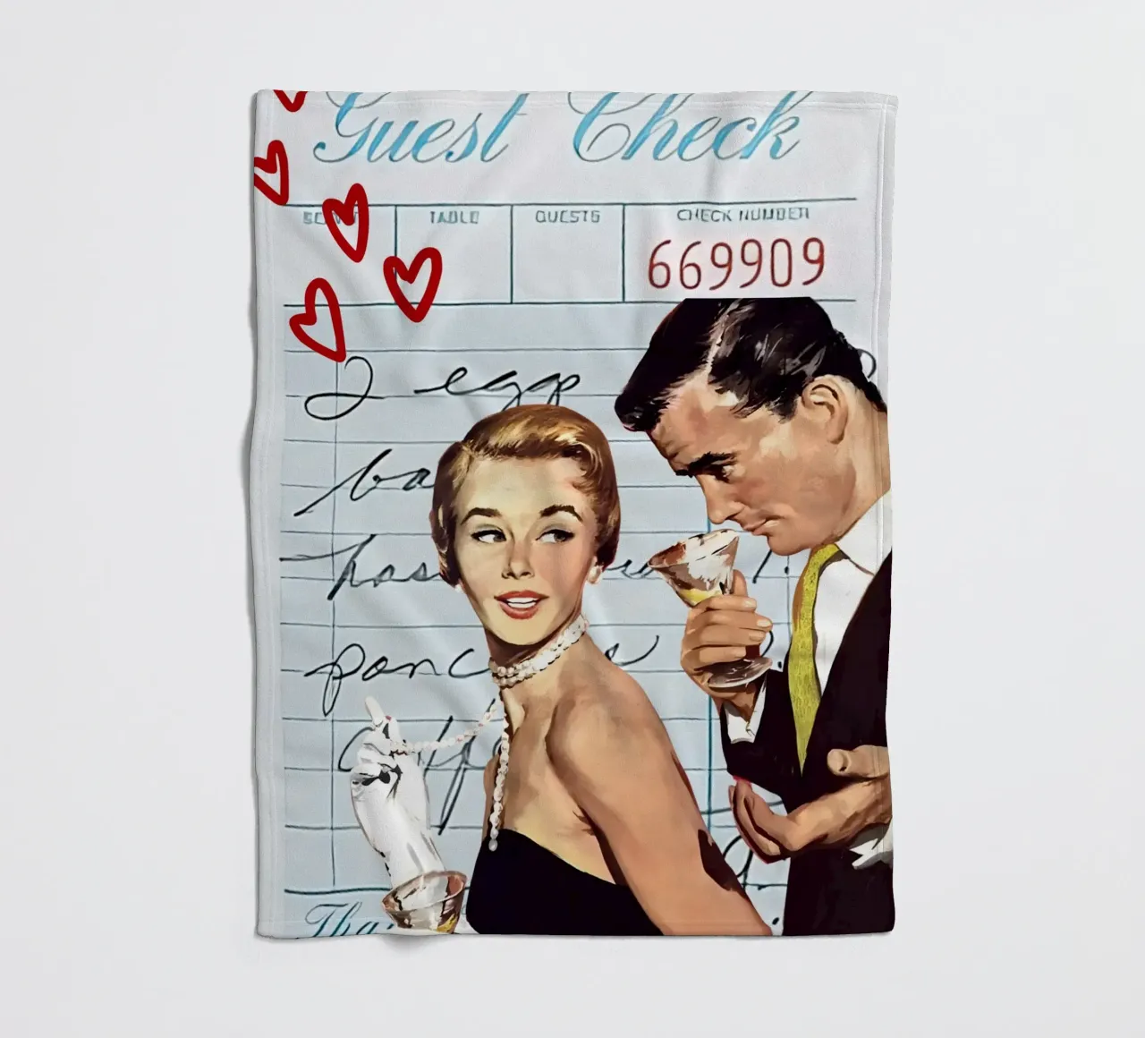 Pop Art: Coppia di metà secolo, Cocktail & Amore coperta in pile da ClubArt