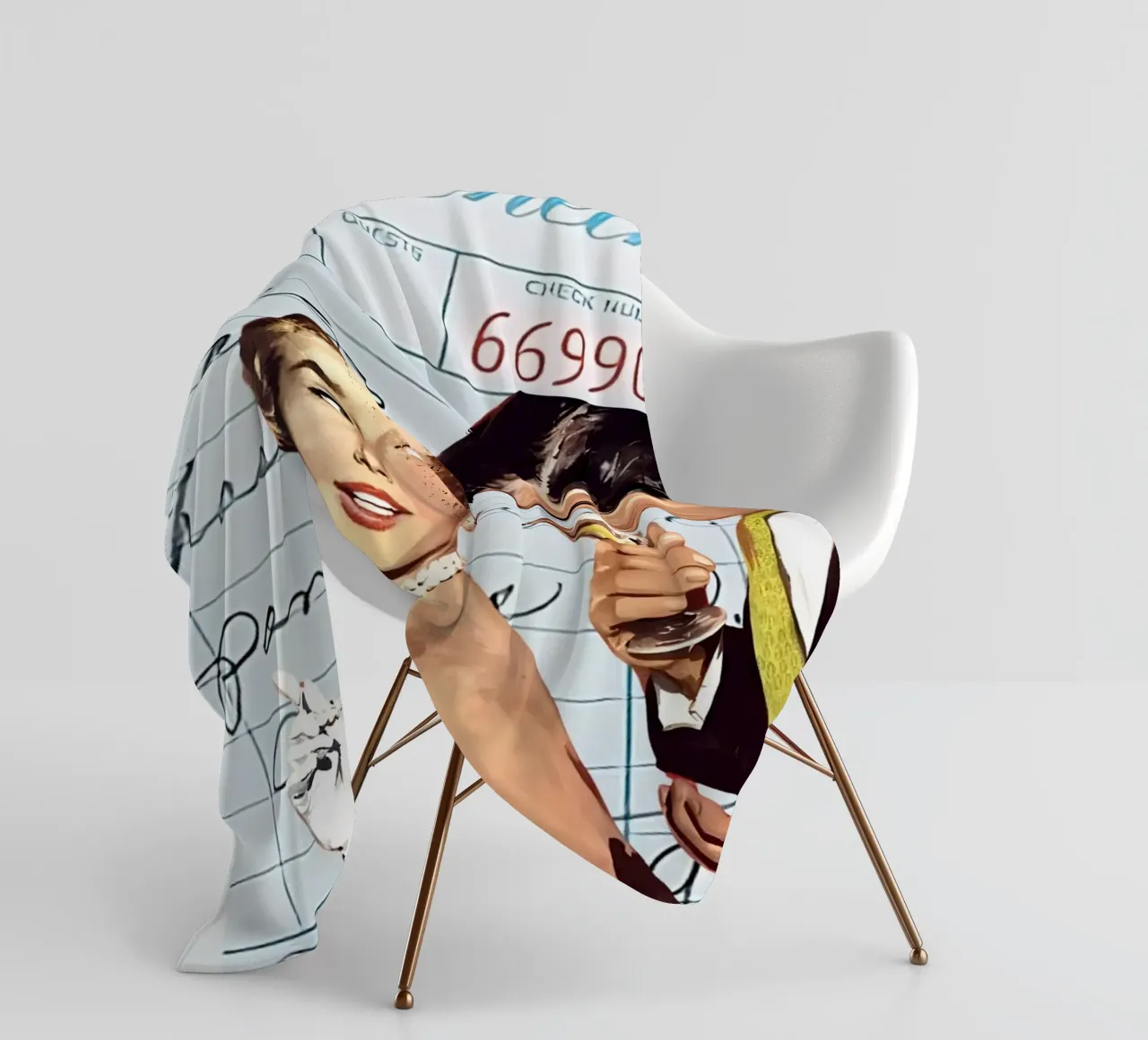 Pop Art: Coppia di metà secolo, Cocktail & Amore coperta in pile da ClubArt