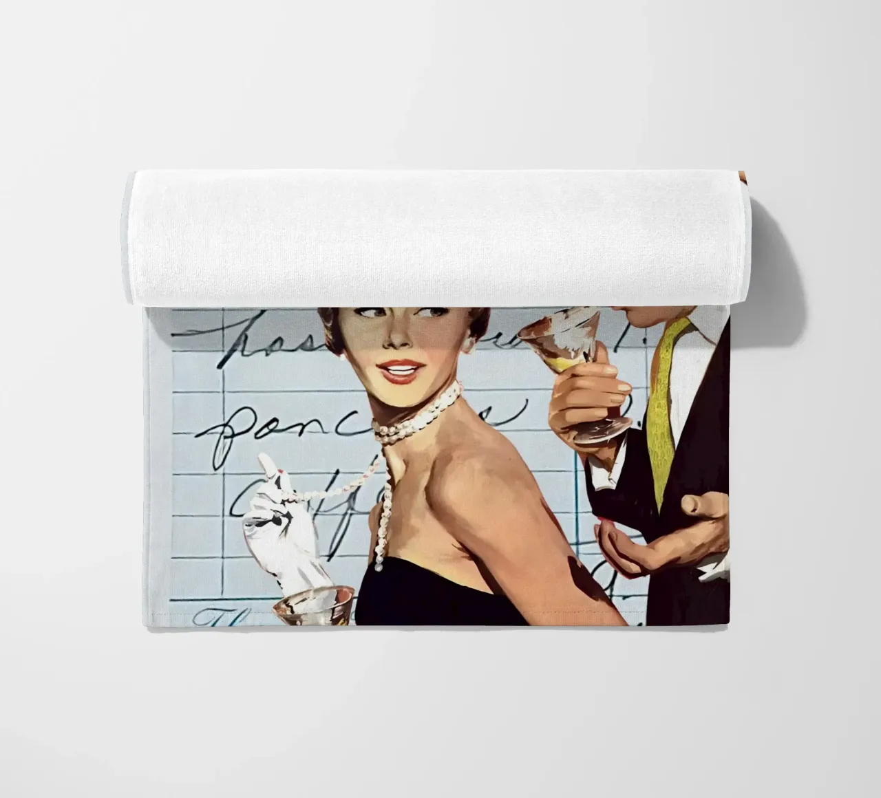 Pop Art: Coppia di metà secolo, Cocktail & Amore telo mare da ClubArt