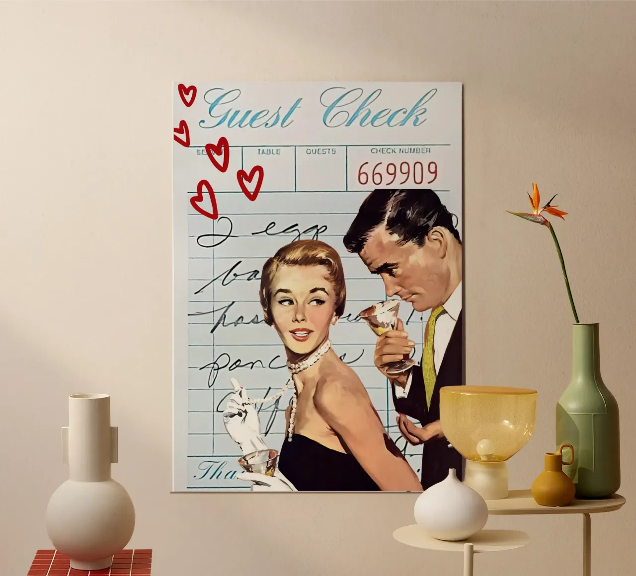 Pop Art: Coppia di metà secolo, Cocktail & Amore carta hahnemühle da ClubArt