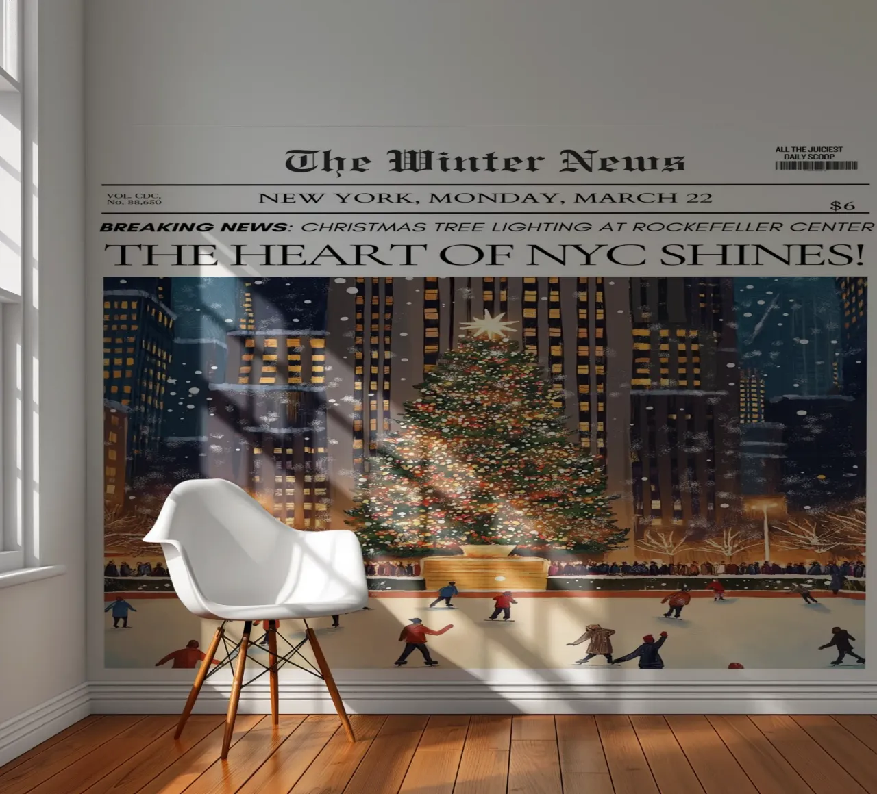 NYC Christmas: Rockefeller Center Winter News Art photo wallpaper by ClubArt