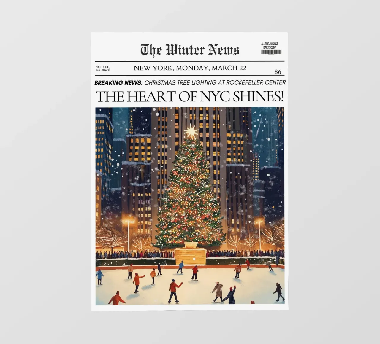 NYC Christmas: Rockefeller Center Winter News Art photo wallpaper by ClubArt