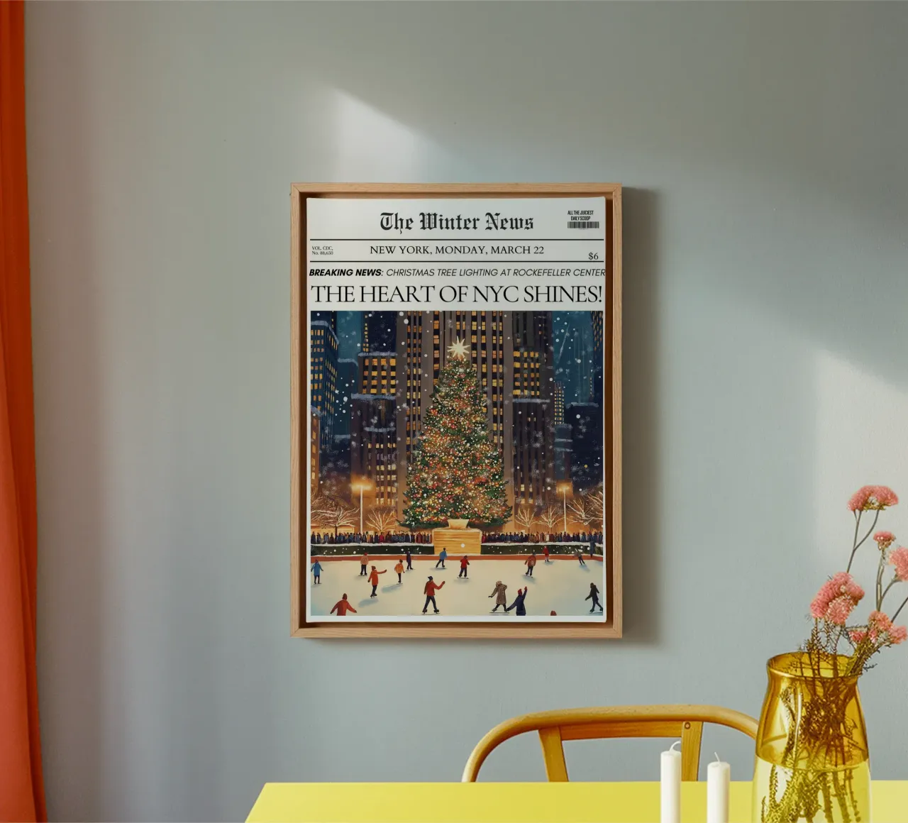 Natale a NYC: Novità invernali del Rockefeller Center tela con Cornice a cassetta da ClubArt