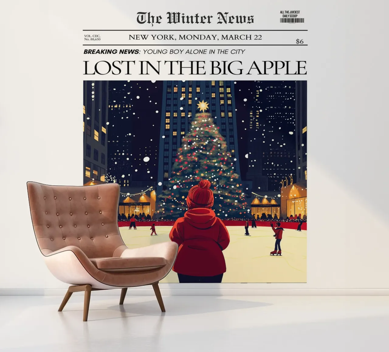 Lost in NYC Winter: Big Apple Christmas Newspaper photo wallpaper by ClubArt
