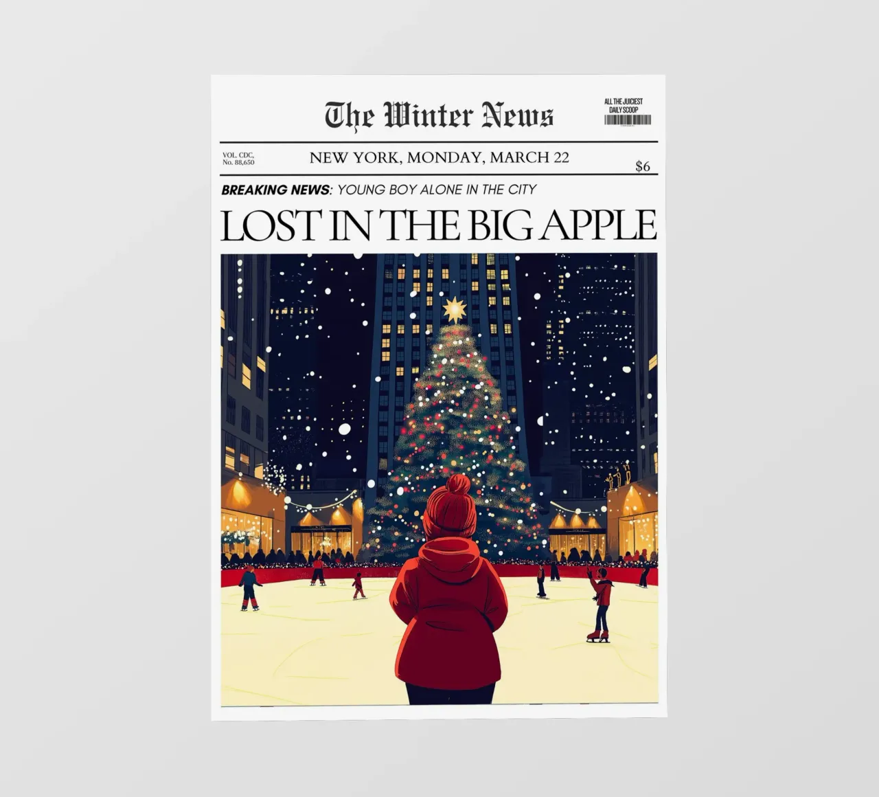 Lost in NYC Winter: Big Apple Christmas Newspaper photo wallpaper by ClubArt