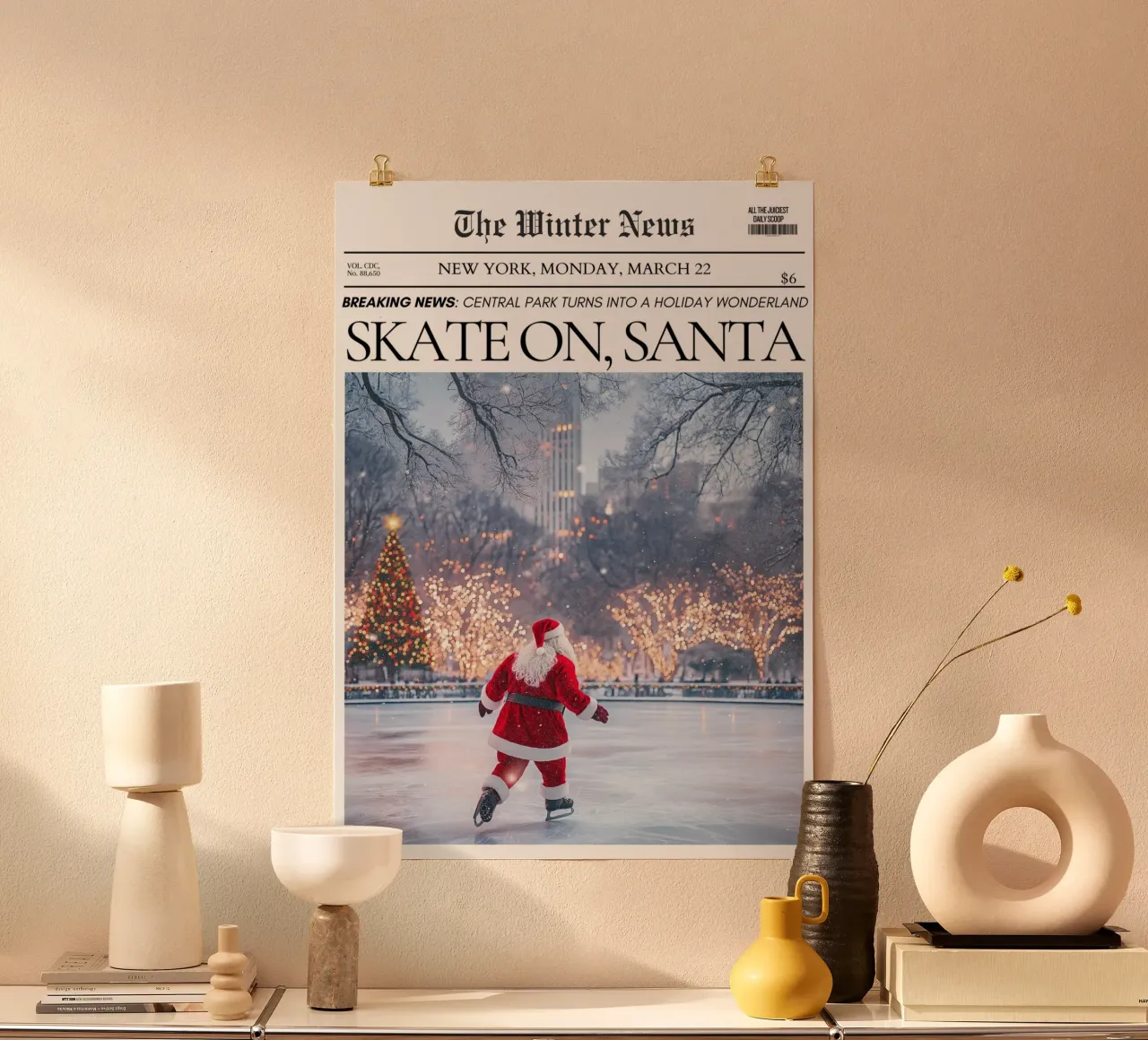 Il pattinaggio invernale di Babbo Natale: Notizie sulle vacanze a Central Park poster da ClubArt