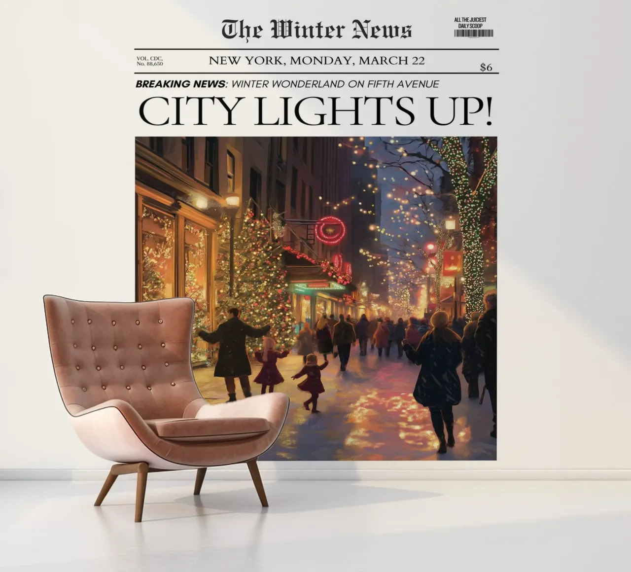 Fifth Avenue Winter: NYC Holiday Lights News Art photo wallpaper by ClubArt