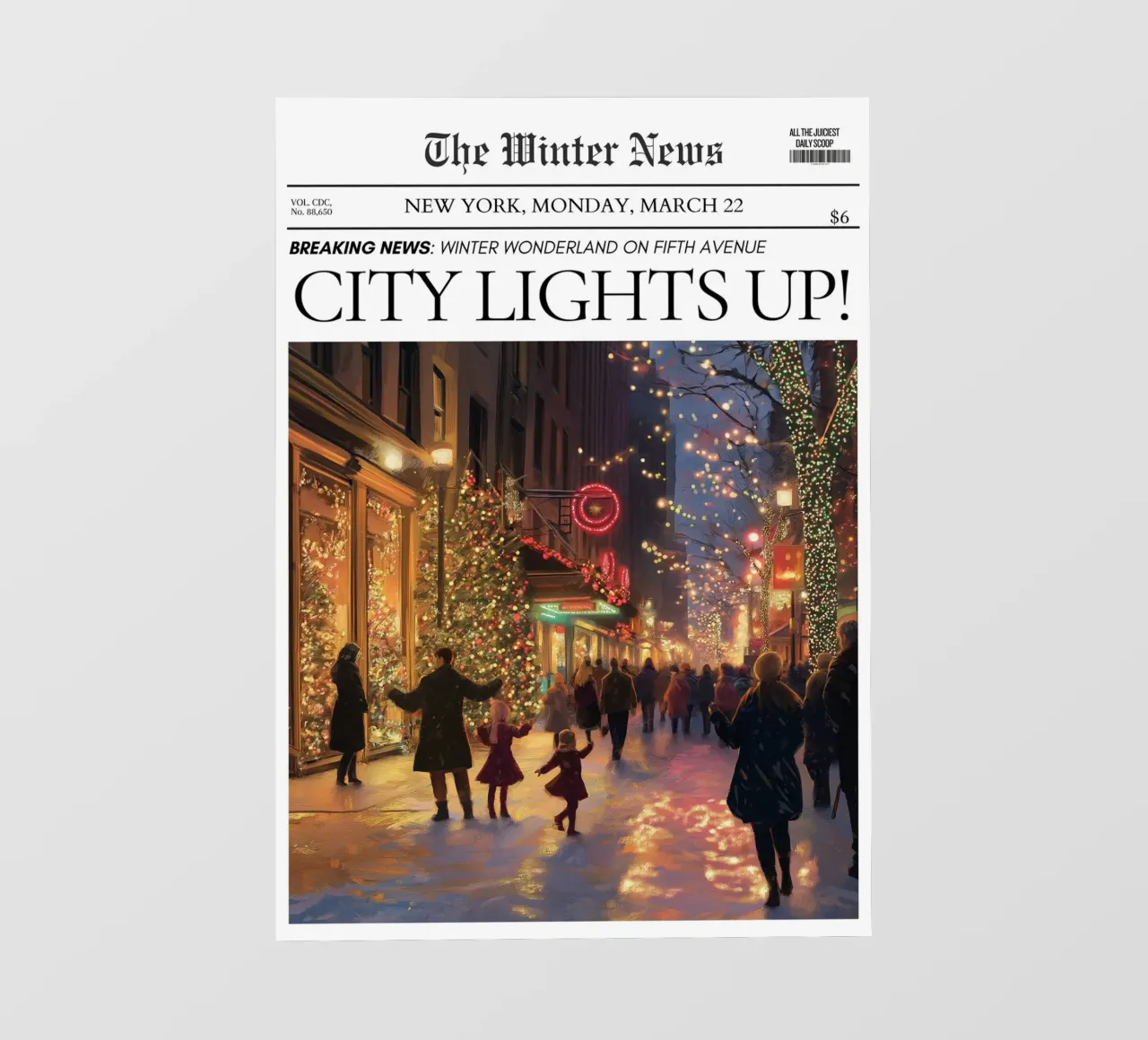 Fifth Avenue Winter: NYC Holiday Lights News Art photo wallpaper by ClubArt