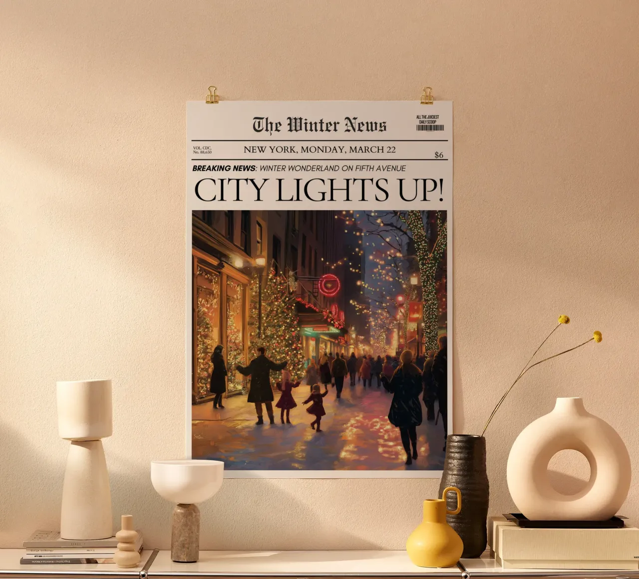 L'inverno della Quinta Strada: Luci di NYC Notizie d'arte poster da ClubArt
