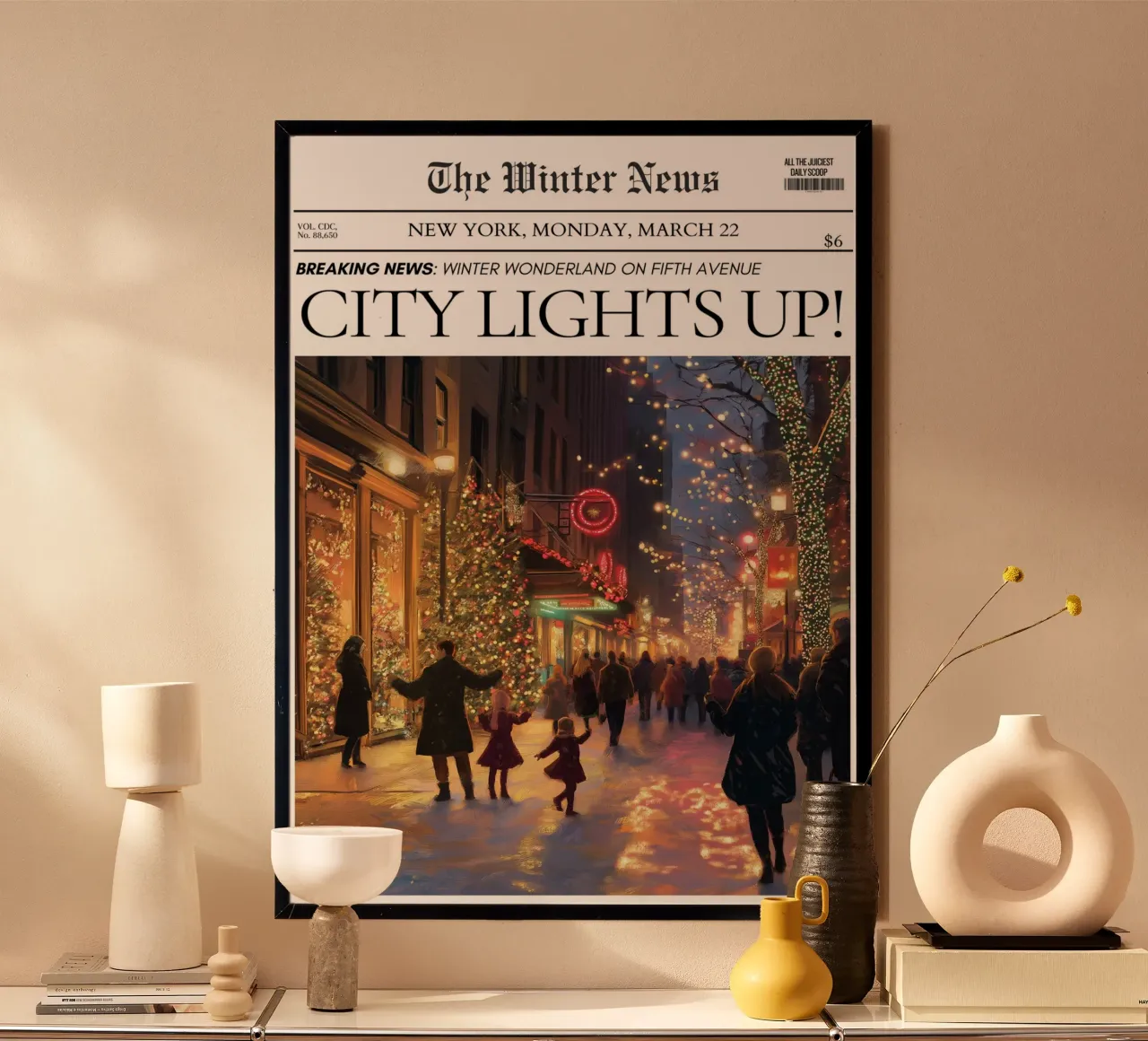 L'inverno della Quinta Strada: Luci di NYC Notizie d'arte poster da ClubArt