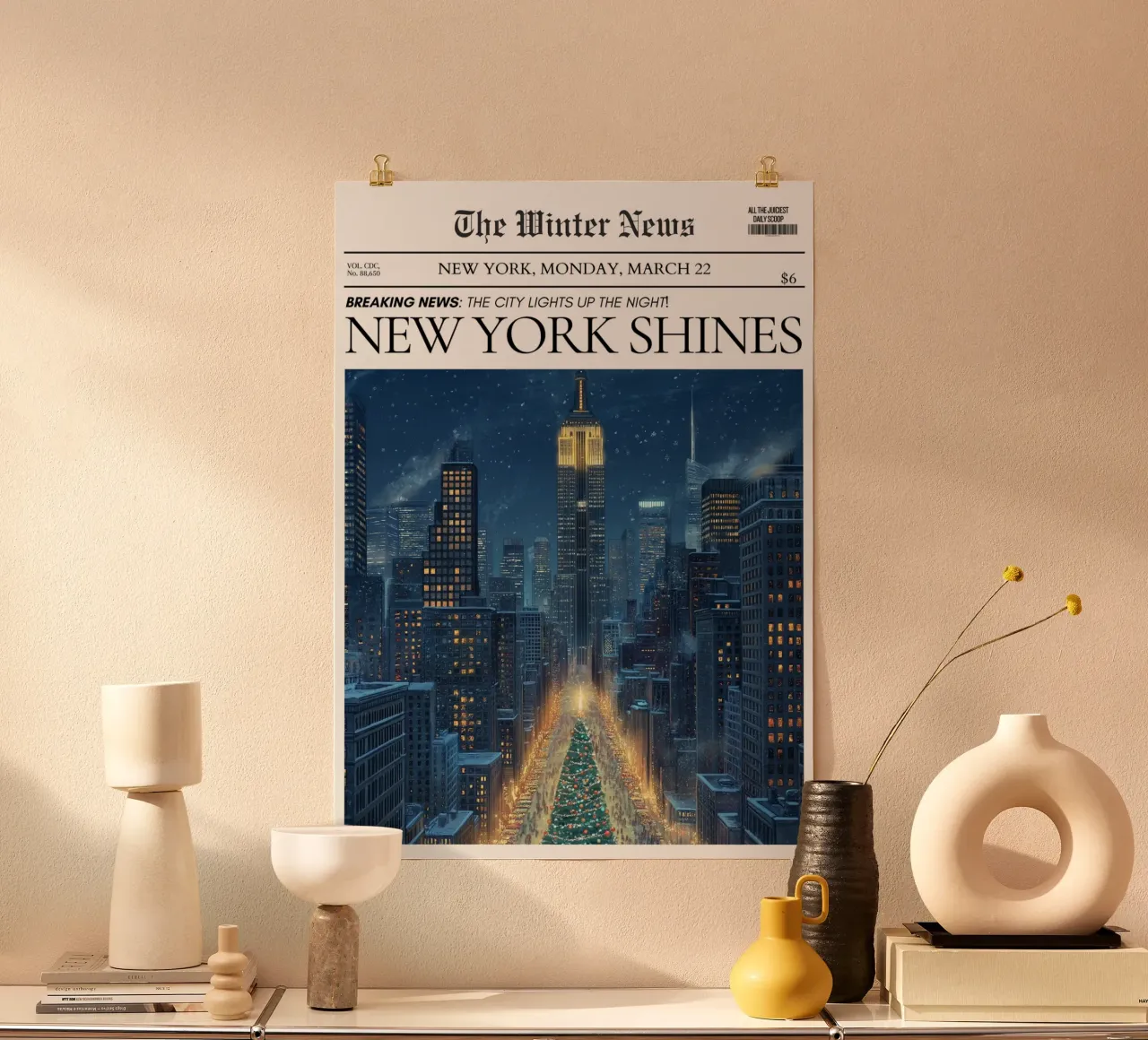 Skyline invernale di New York: La città si illumina di arte giornalistica poster da ClubArt