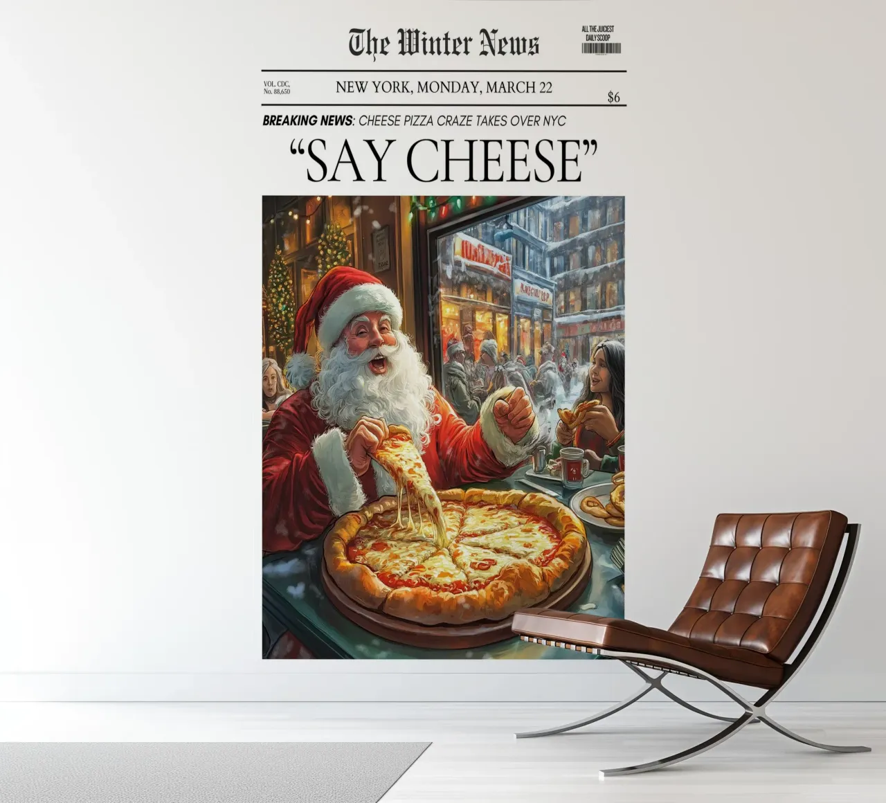 Santa's NYC Pizza: Cream Cheese Craze News Art photo wallpaper by ClubArt