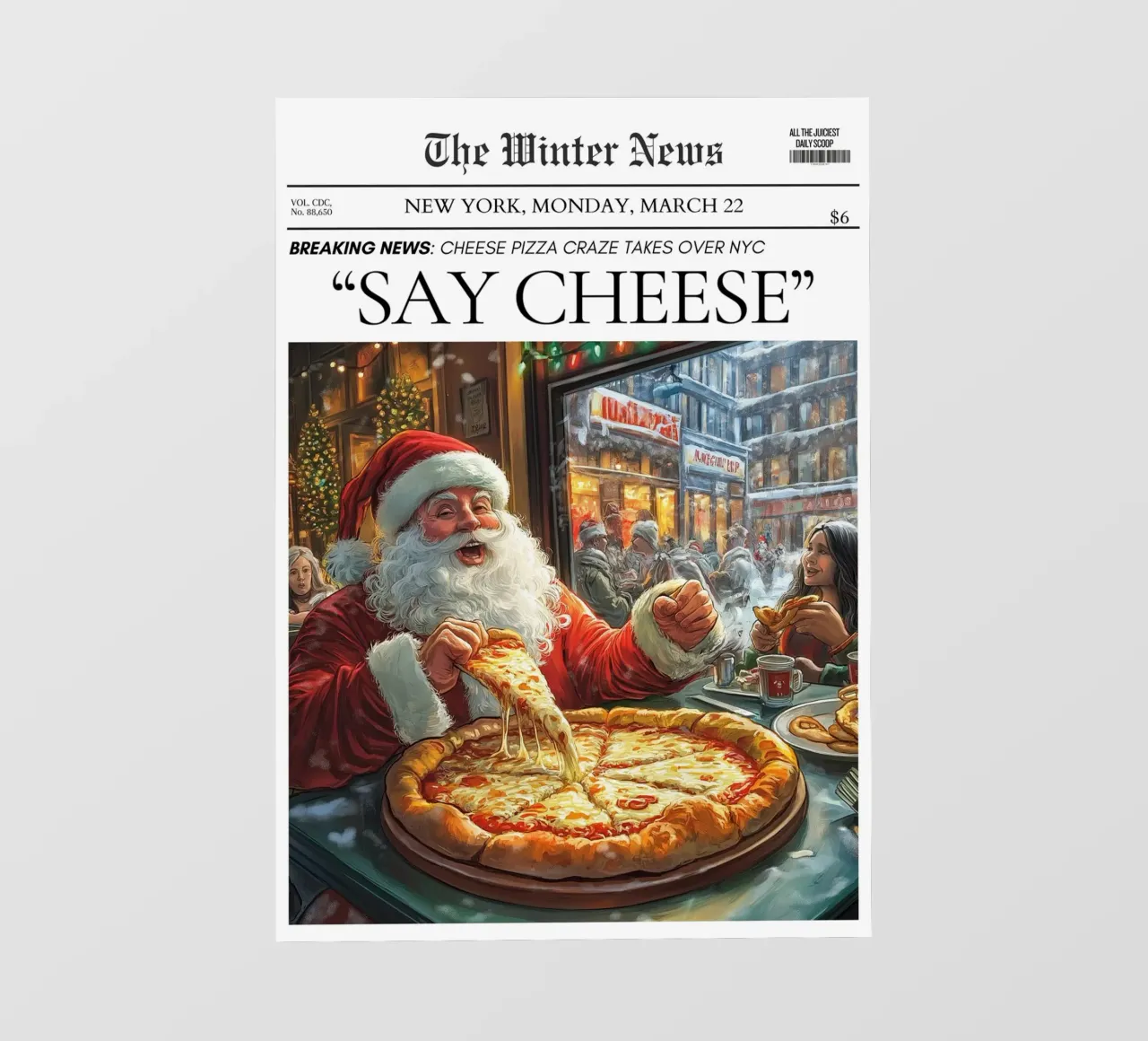 Santa's NYC Pizza: Cream Cheese Craze News Art photo wallpaper by ClubArt
