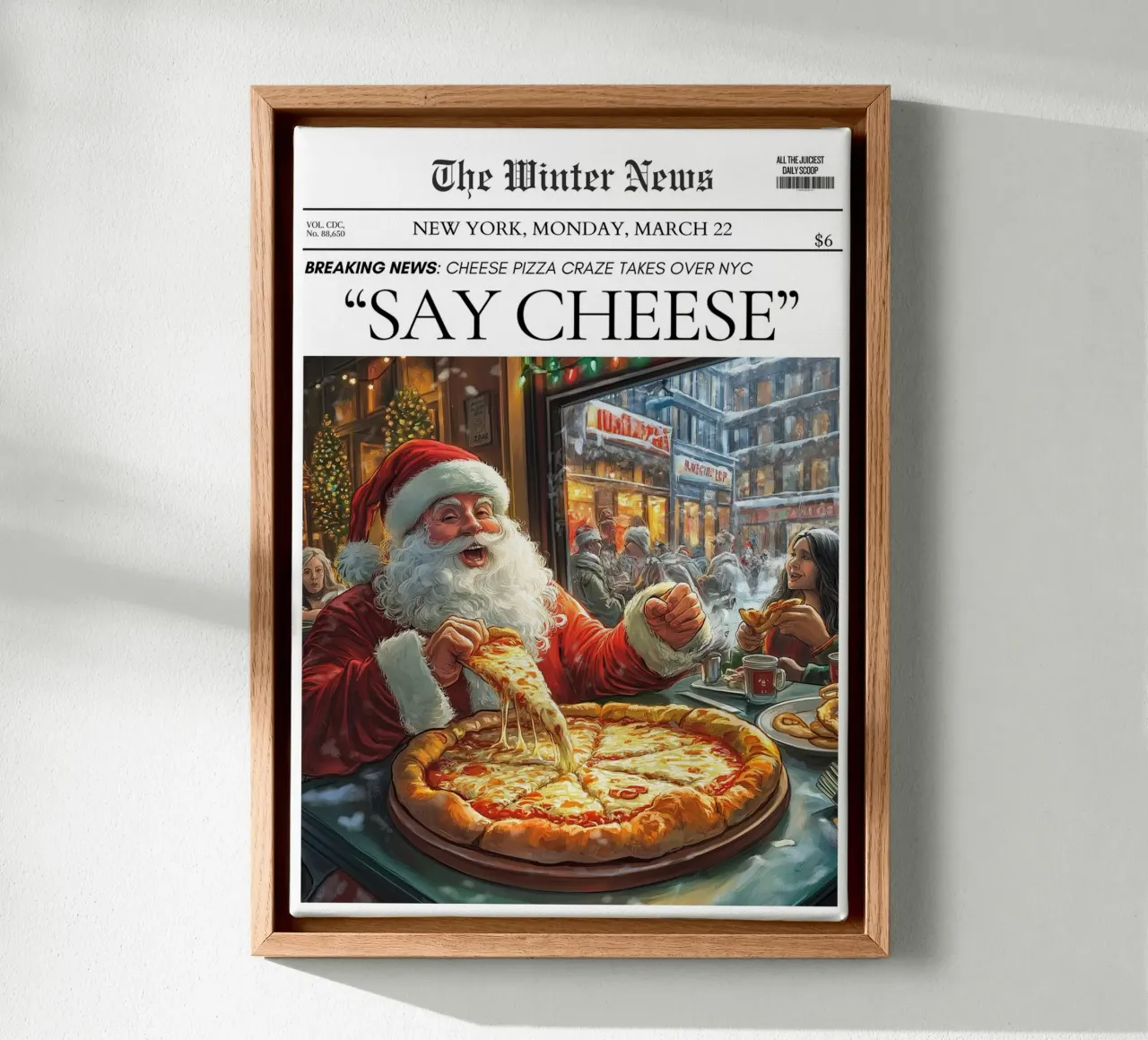 La pizza di Babbo Natale a New York: Crema di Formaggio: Notizie d'arte tela con Cornice a cassetta da ClubArt