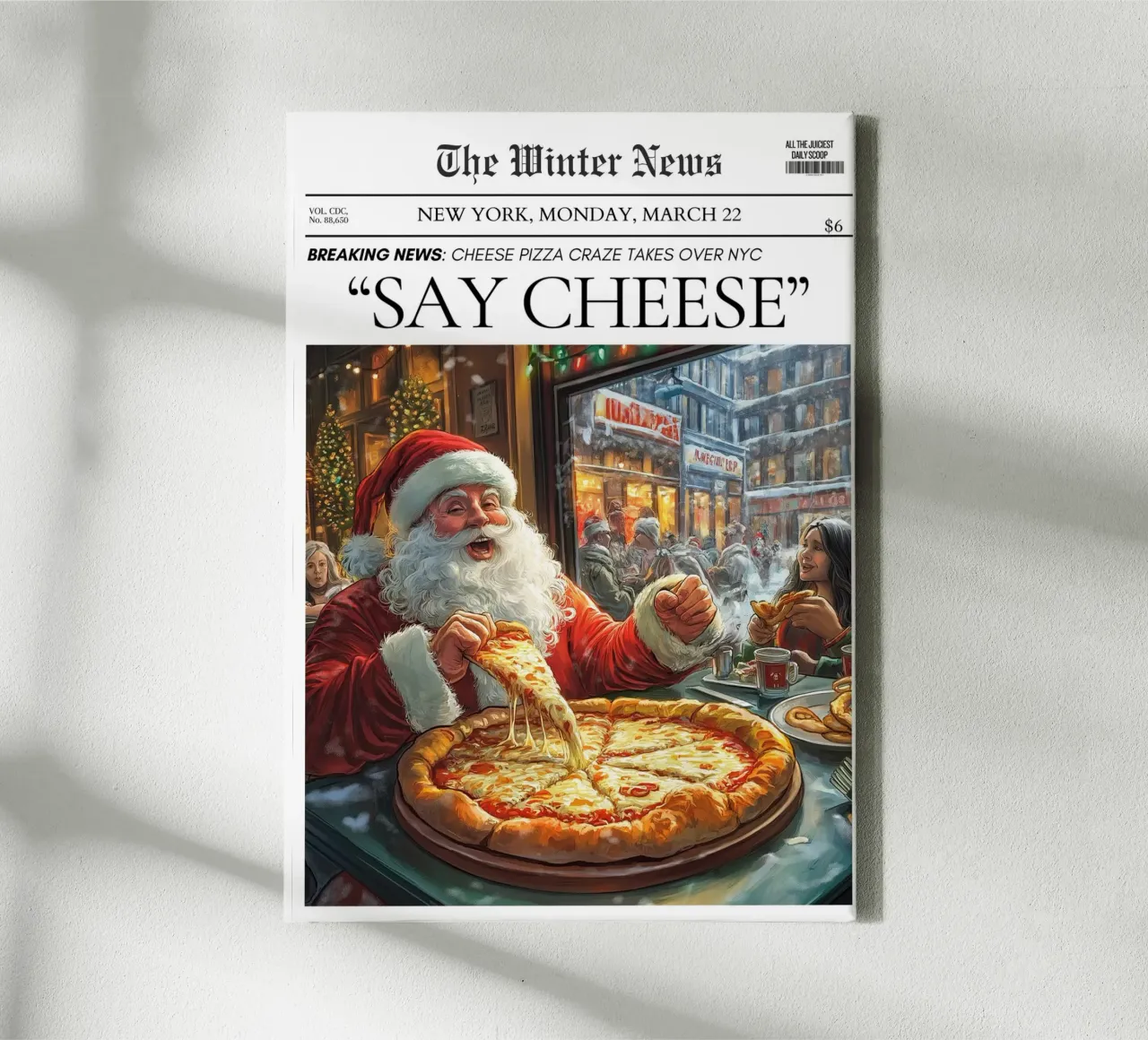 La pizza di Babbo Natale a New York: Crema di Formaggio: Notizie d'arte tela con Cornice a cassetta da ClubArt