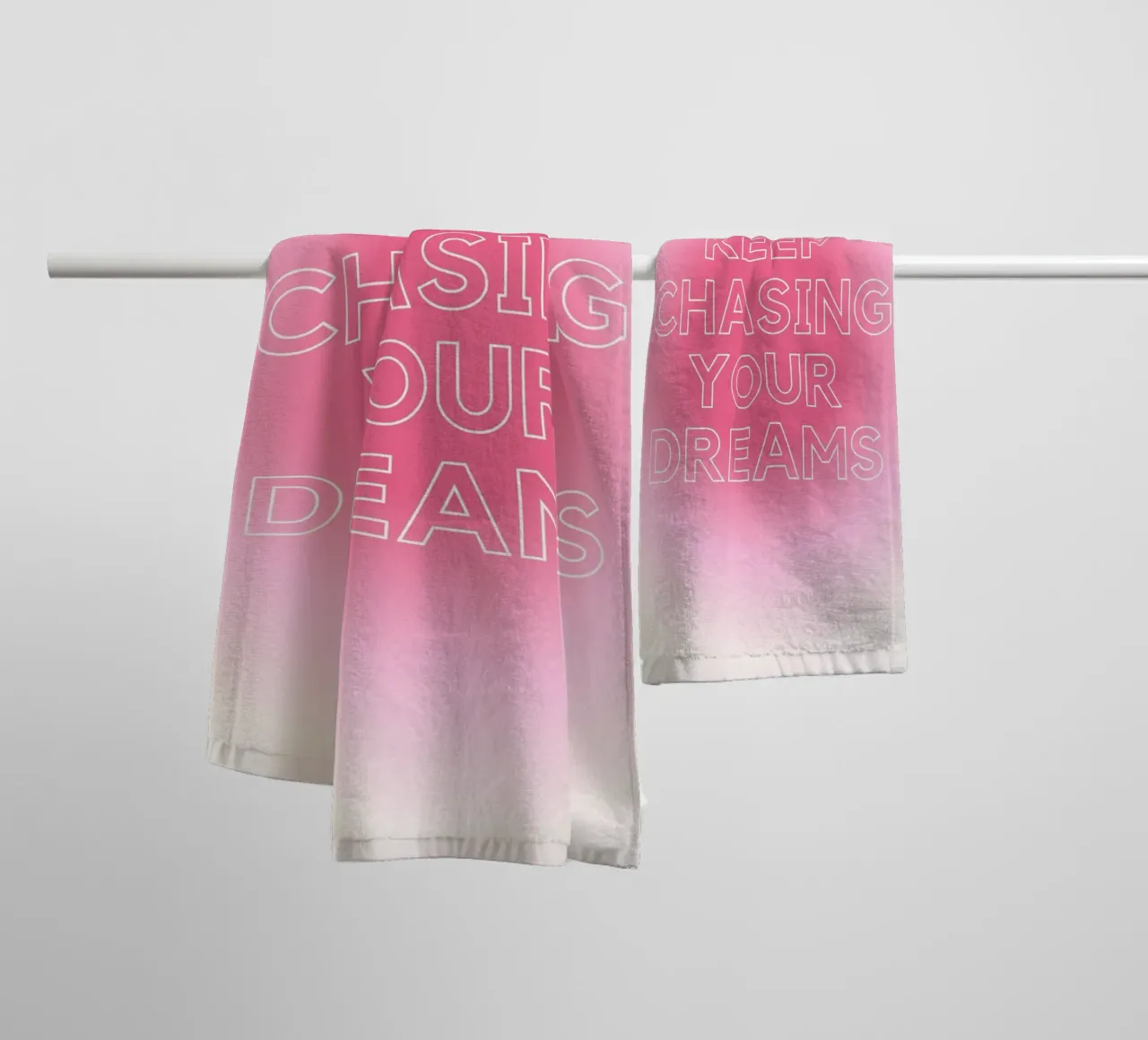 Dream Chaser Aura: Gradient Pink Motivational Poster towel by homdeco