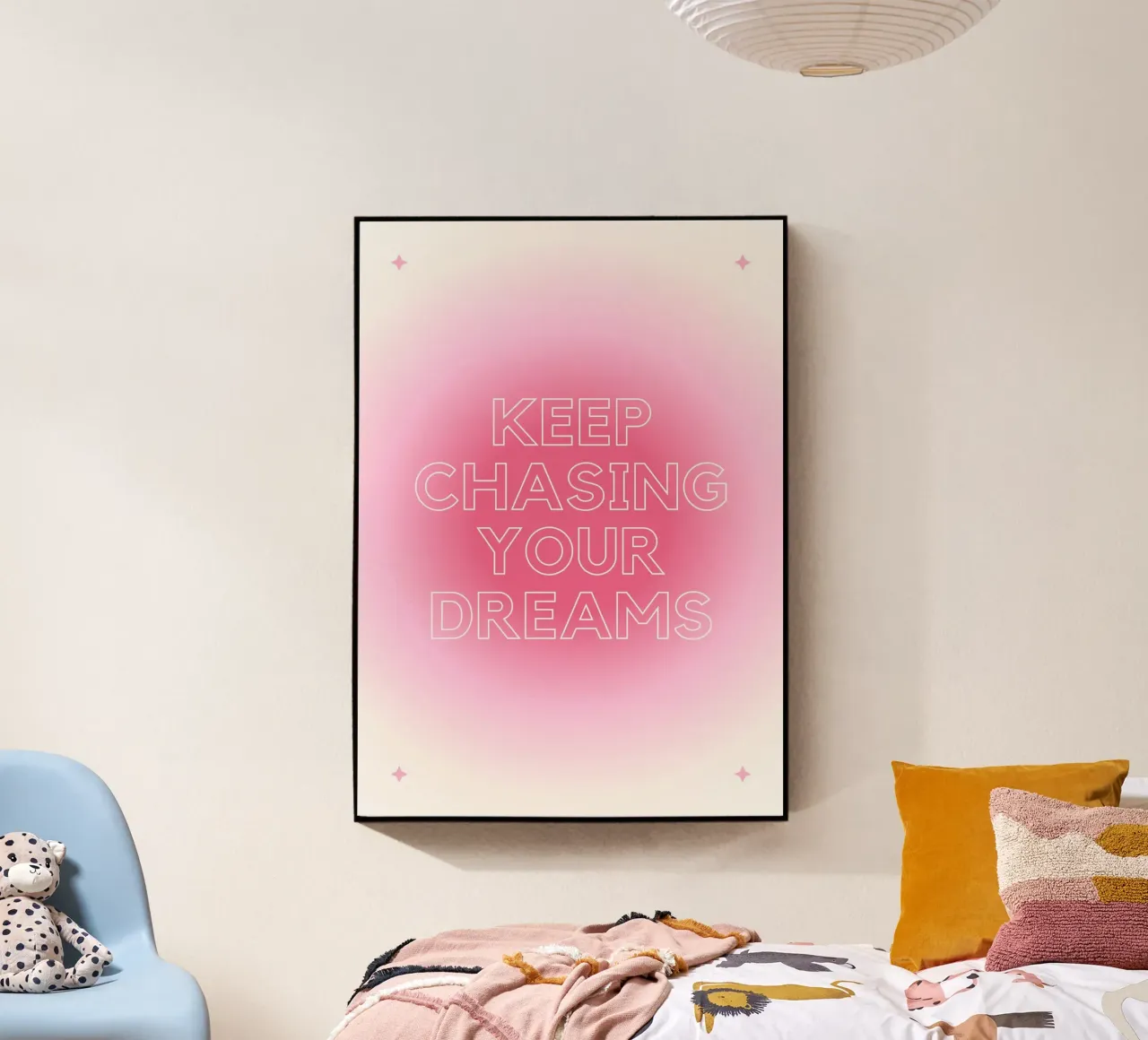 Dream Chaser Aura: Gradient Pink Motivational Poster acrylic glass by homdeco