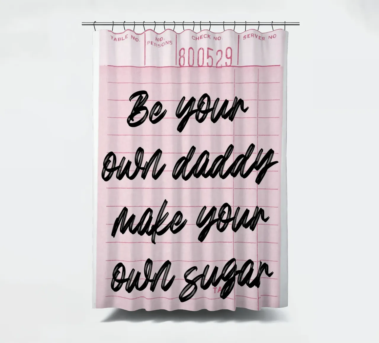 Own Your Sugar: Empowering Retro Guest Check Art shower curtain by homdeco