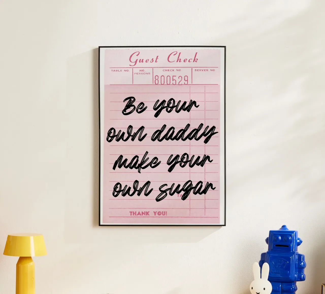 Own Your Sugar: Empowering Retro Guest Check Art forex plate by homdeco