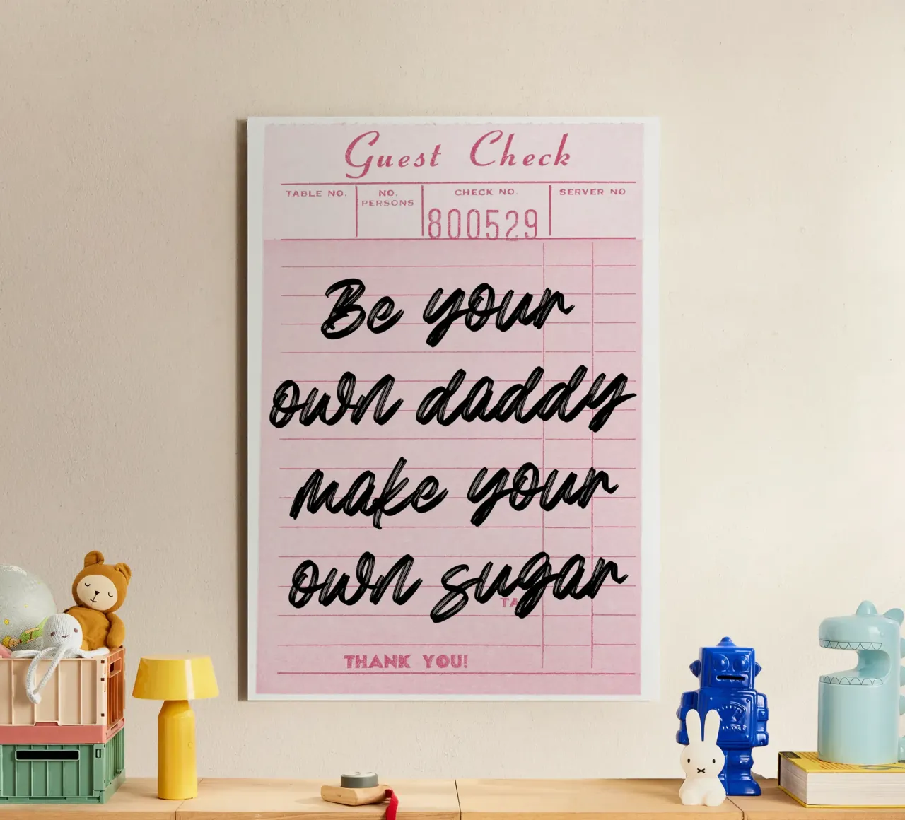 Own Your Sugar: Empowering Retro Guest Check Art forex plate by homdeco